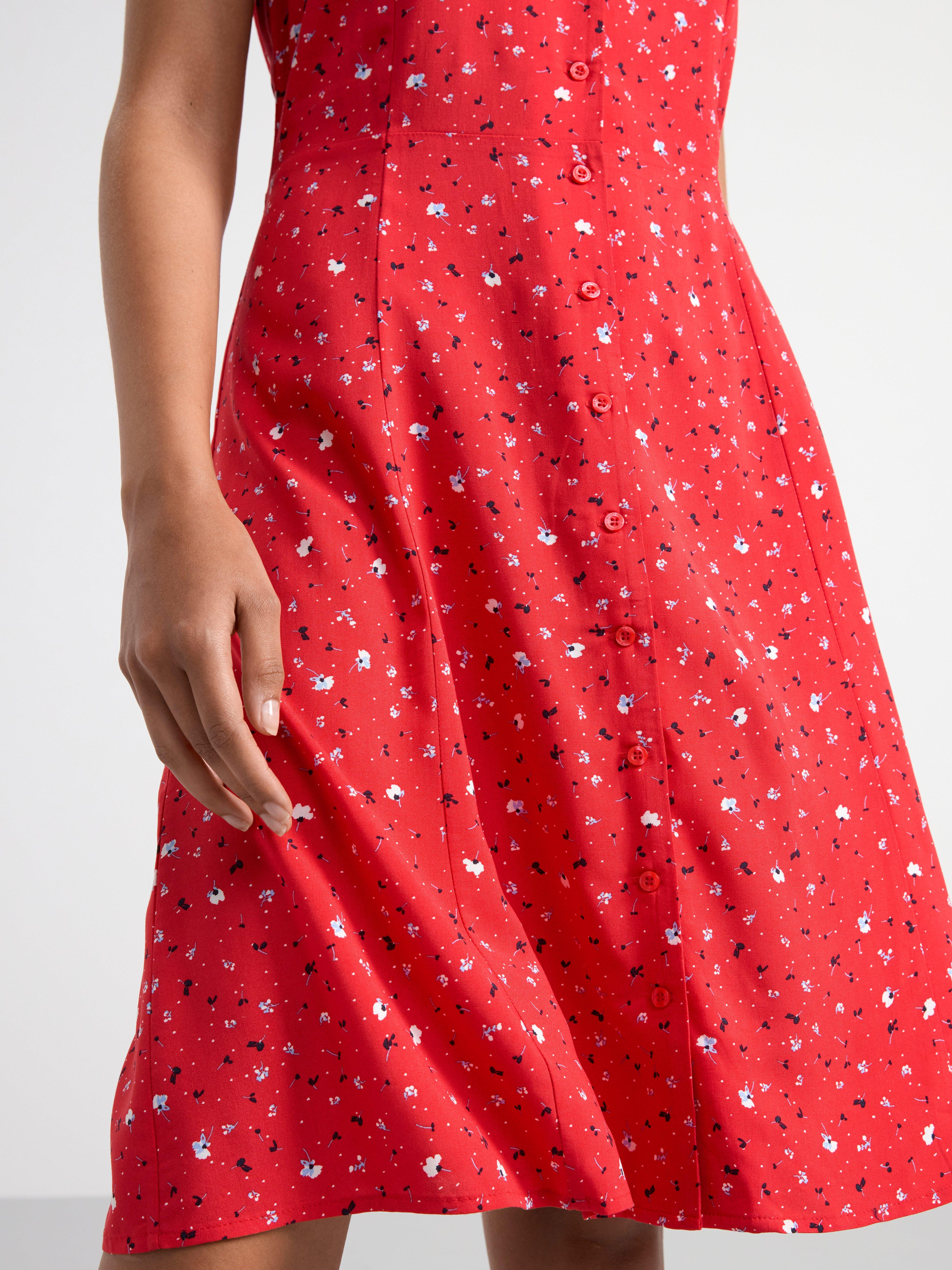 Collared sleevless mini dress Red