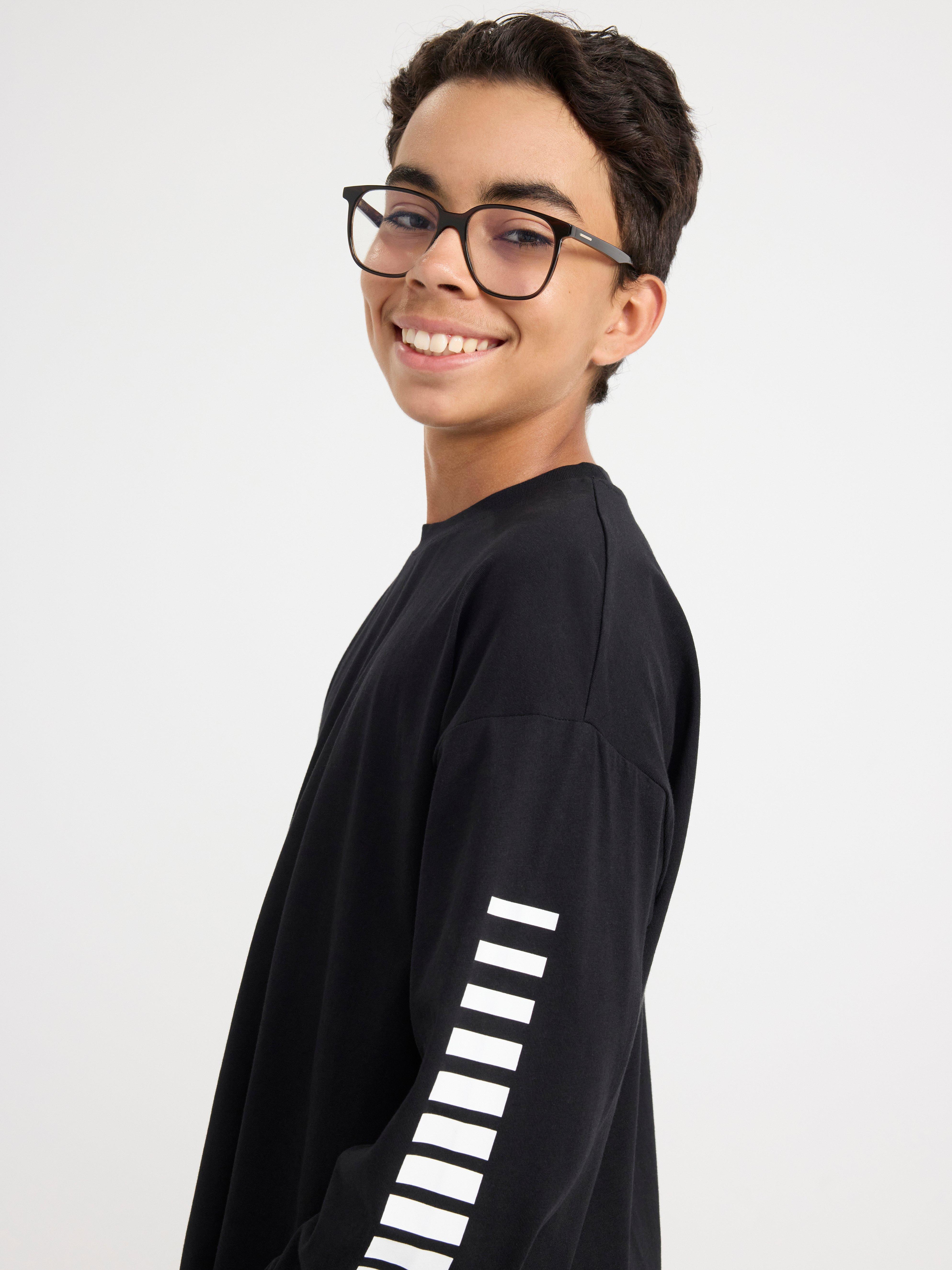Top with print Black