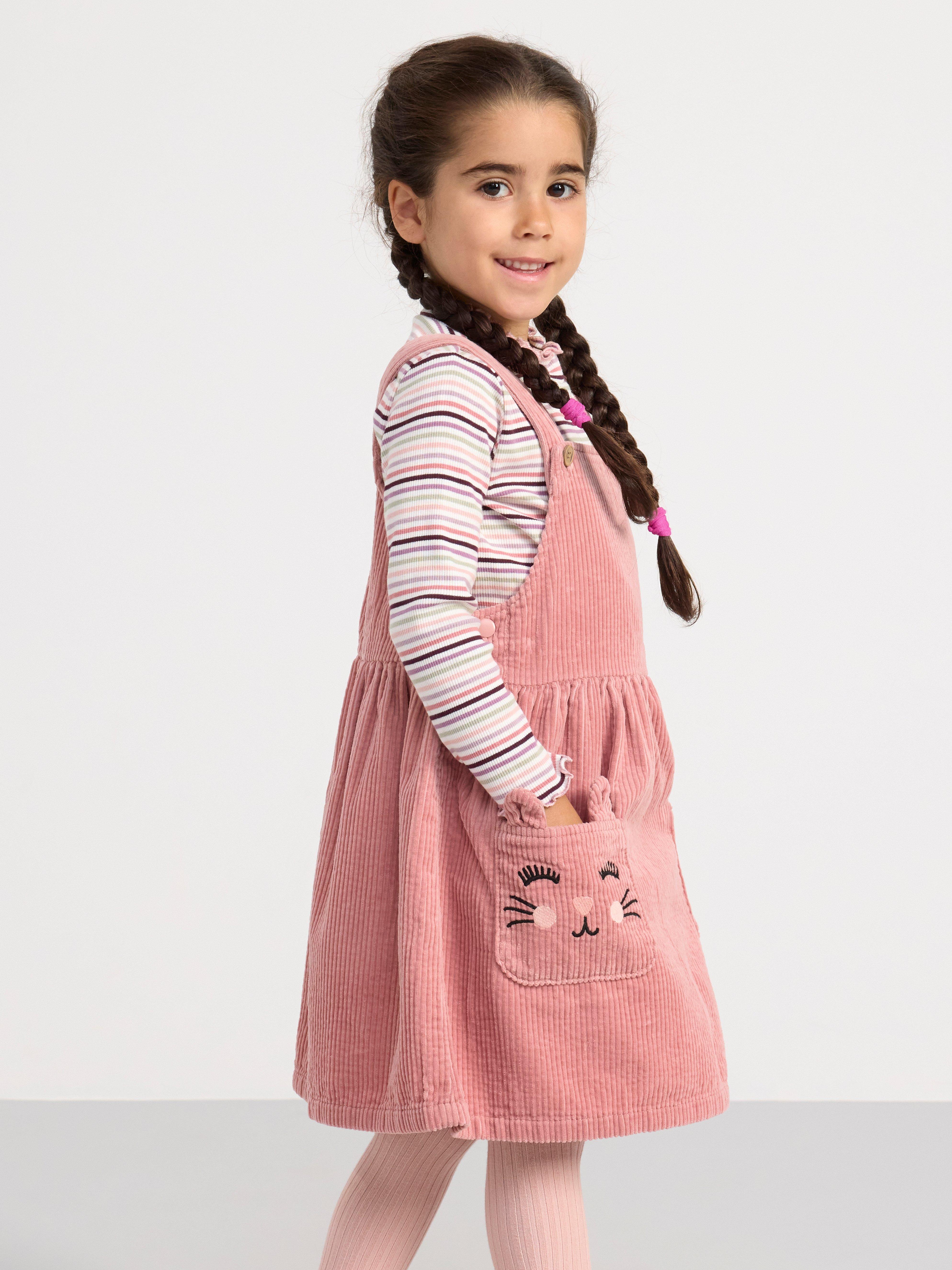 Bib dress in corduroy Dusty Pink