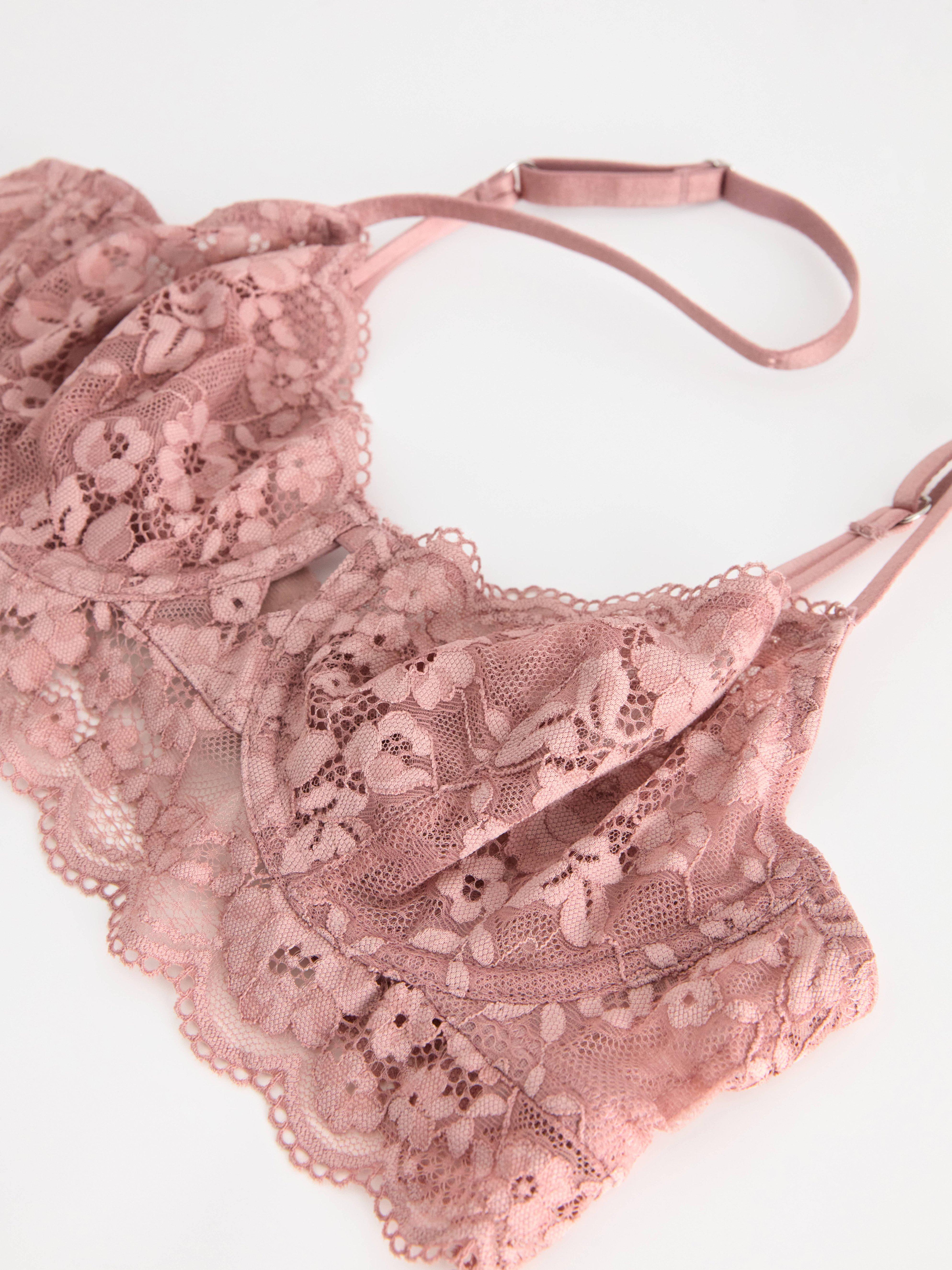 Unpadded bra with lace Light Dusty Pink