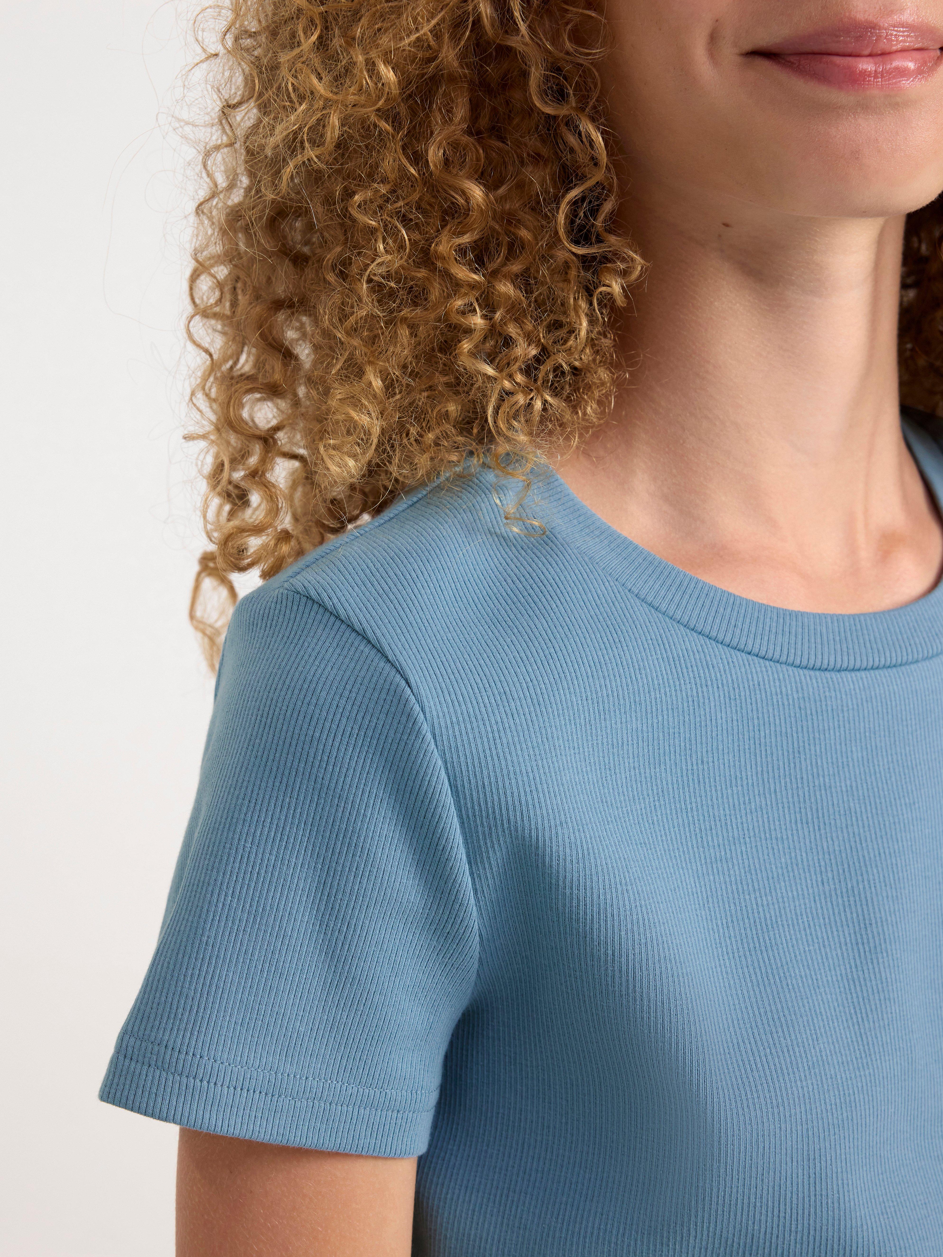 Ribbed cropped top Light Dusty Blue