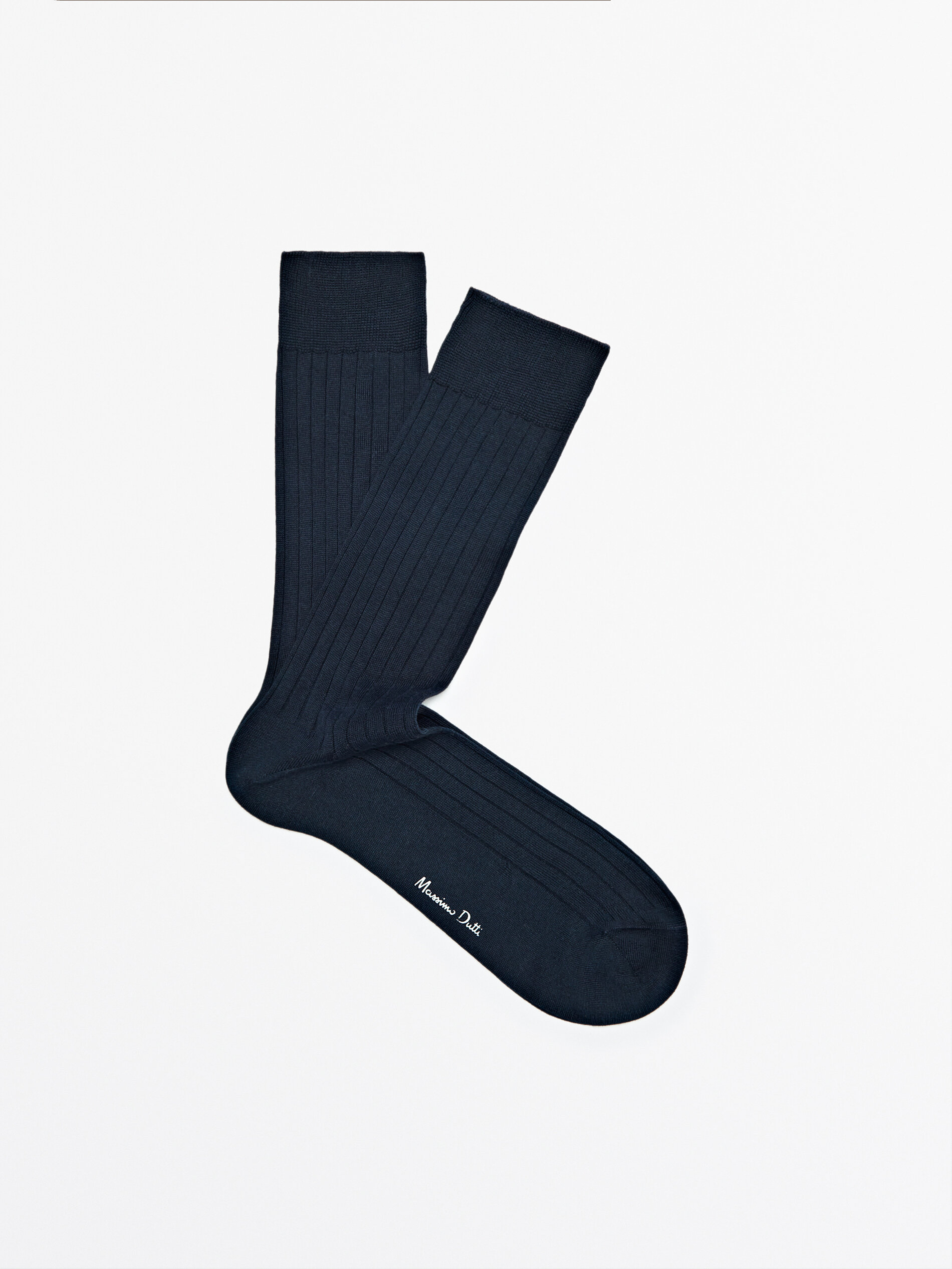 Calcetines largos canalé algodón - AZUL MARINO