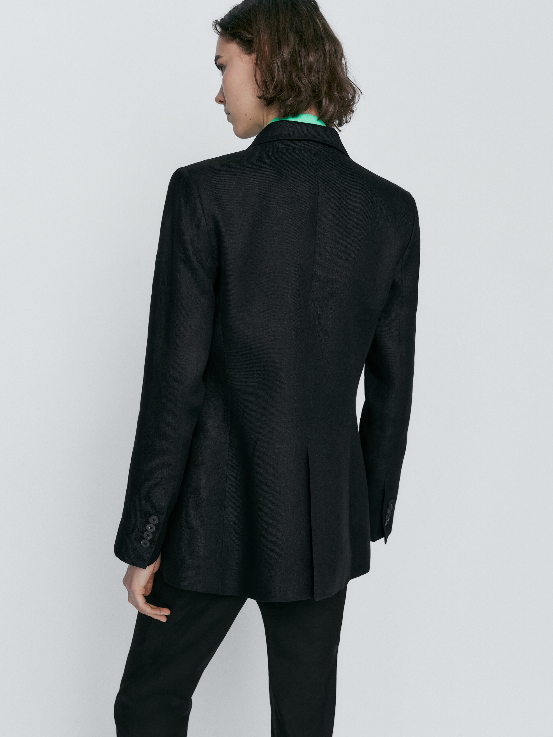 Americana traje mezcla lino stretch - NEGRO