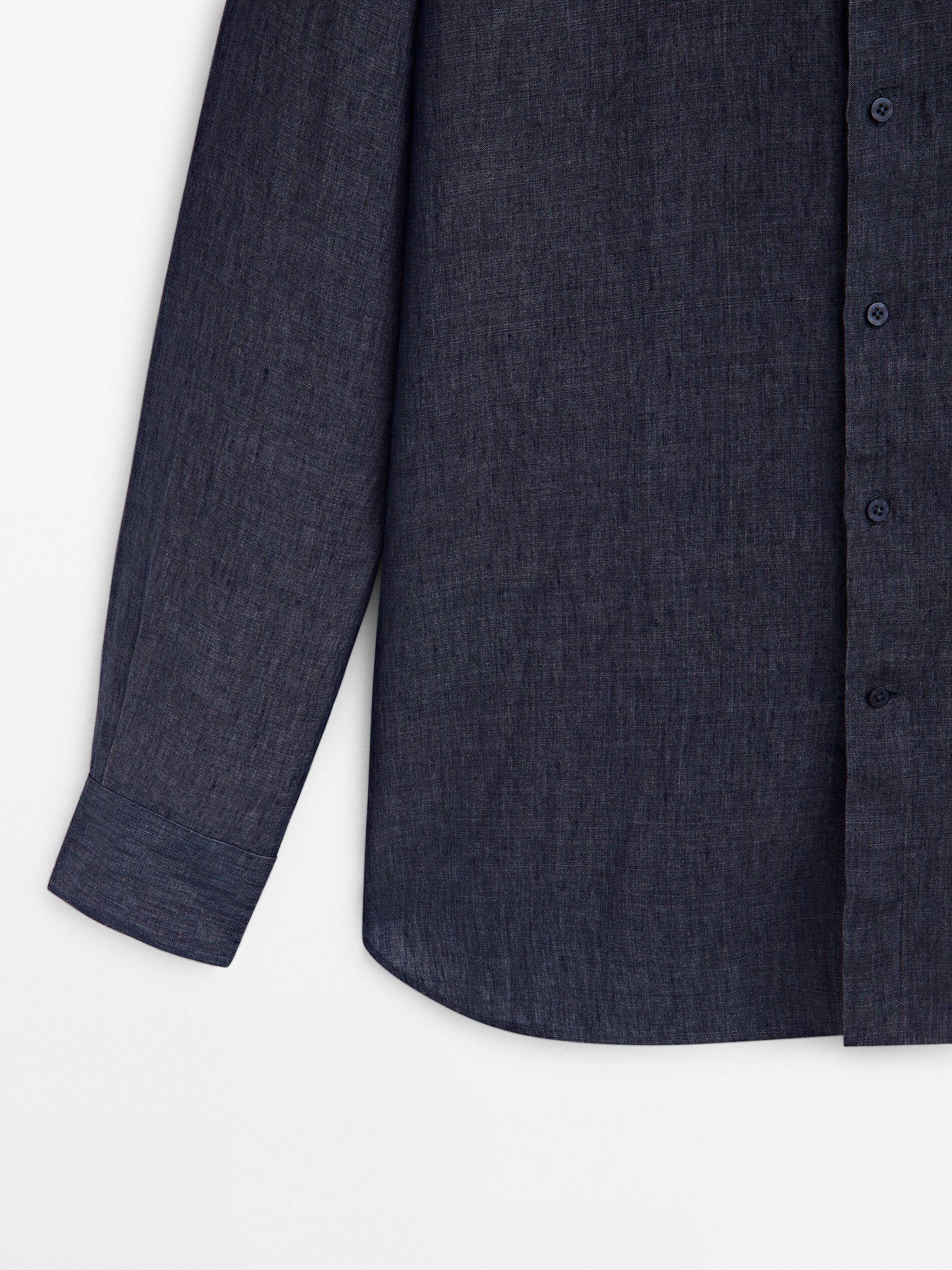 Camisa 100% lino delave slim fit - AZUL MARINO