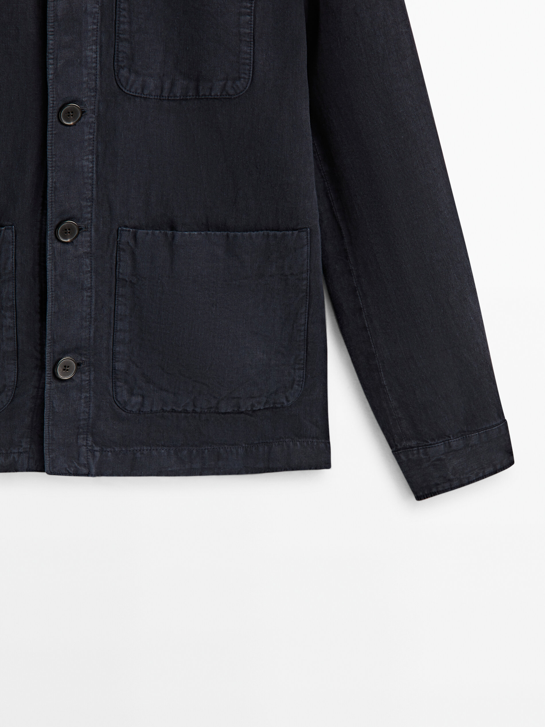 Sobrecamisa lino tintada conjunto - AZUL MARINO