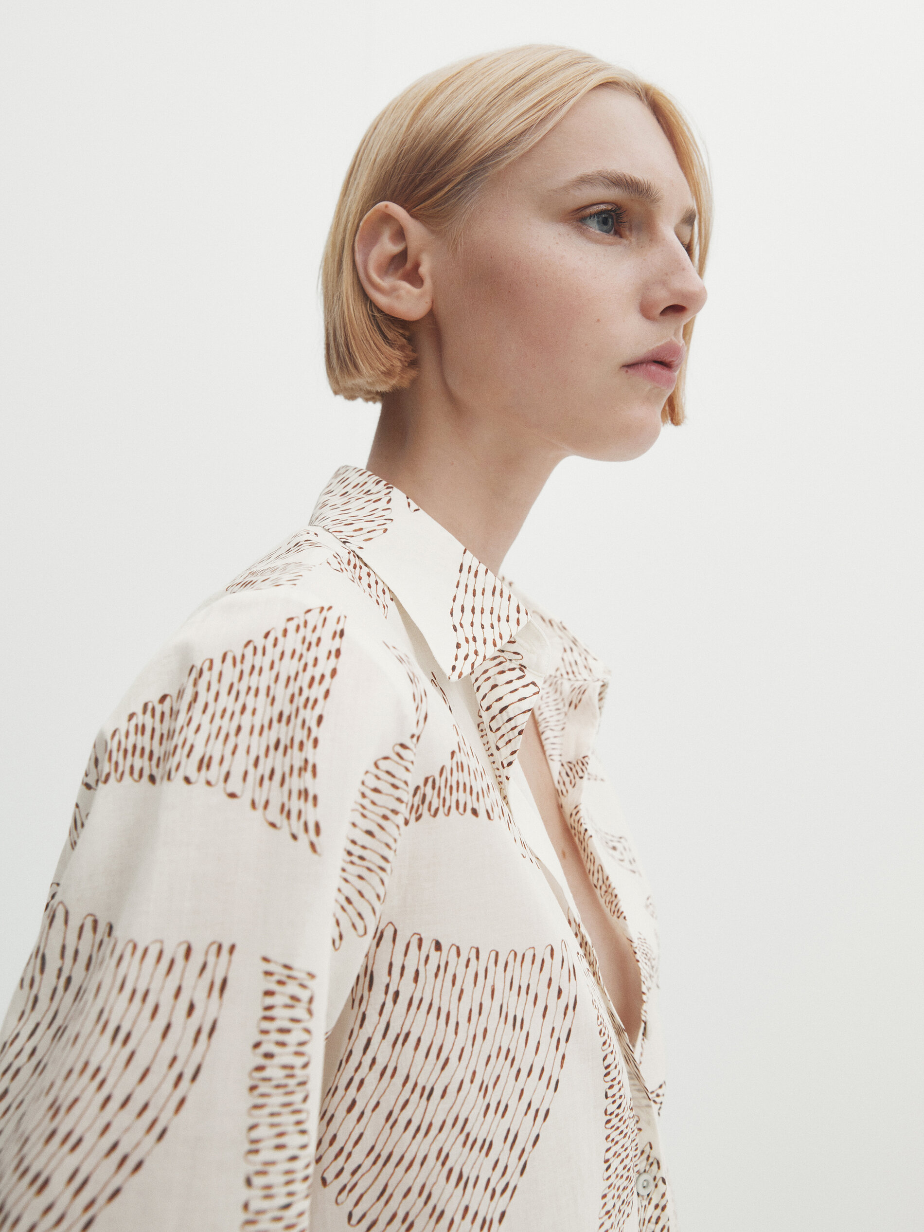 Camisa estampada 100% algodón - CRUDO