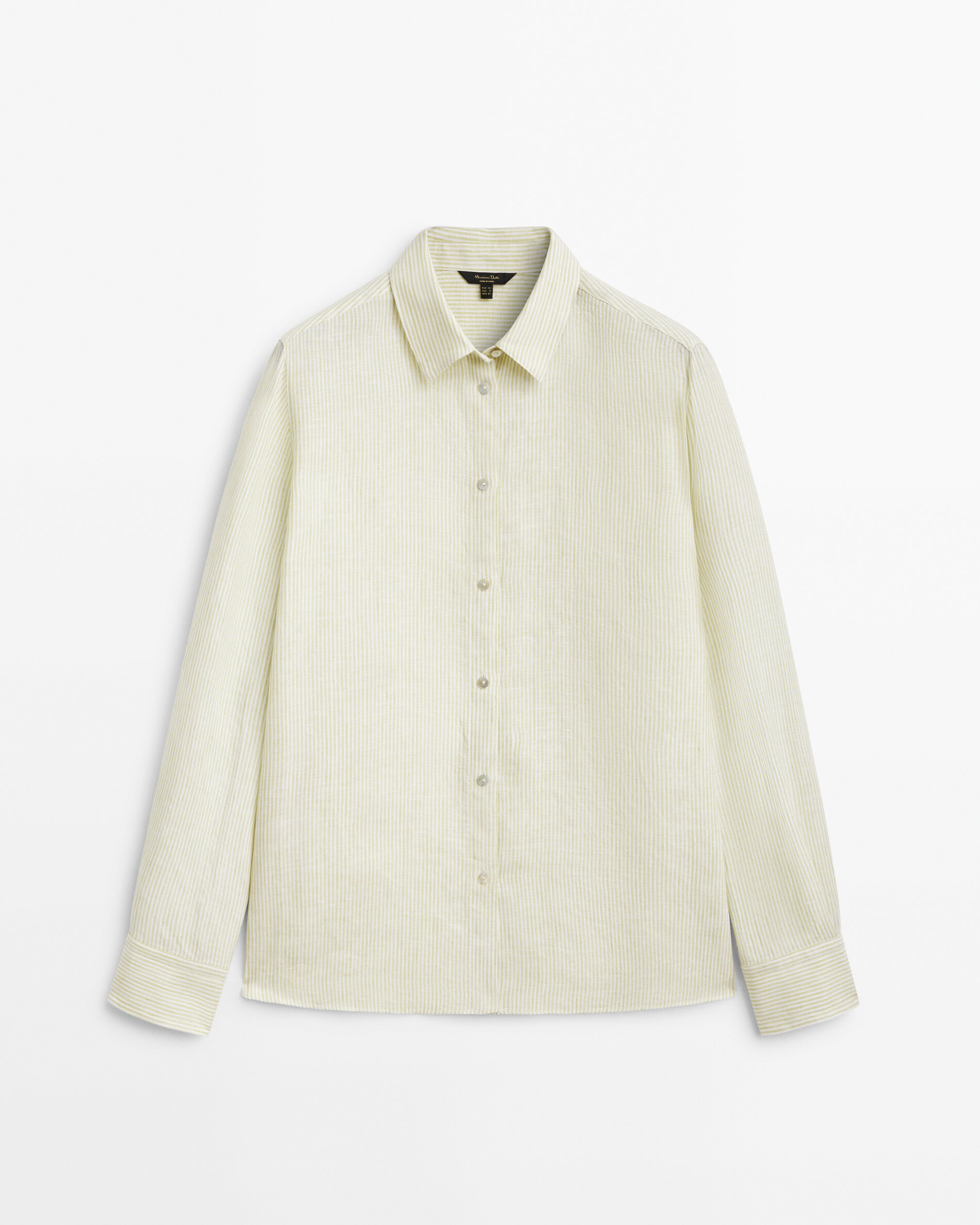 Camisa rayas 100% lino - VERDE