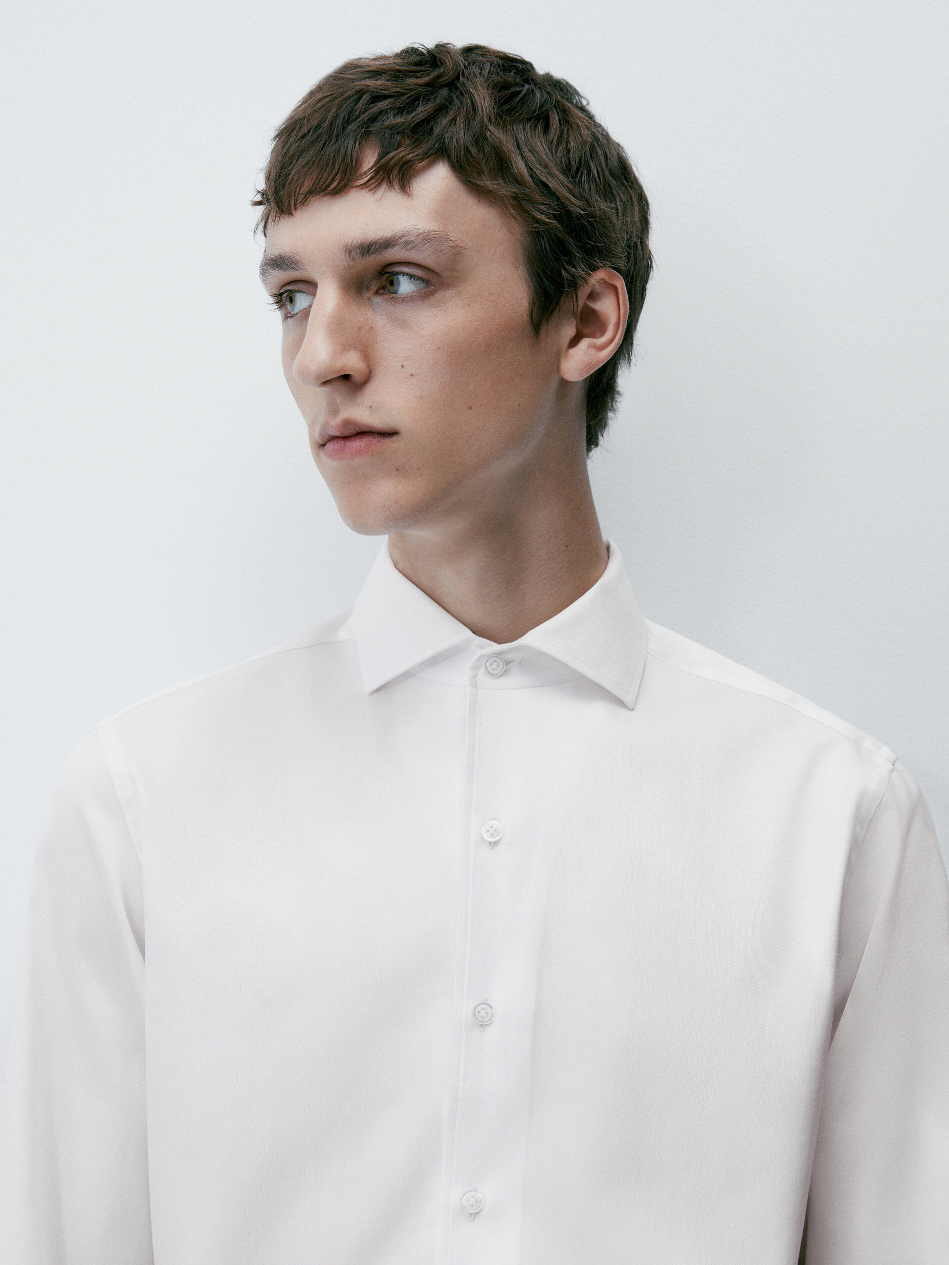 Camisa algodón estructura slim fit - BLANCO