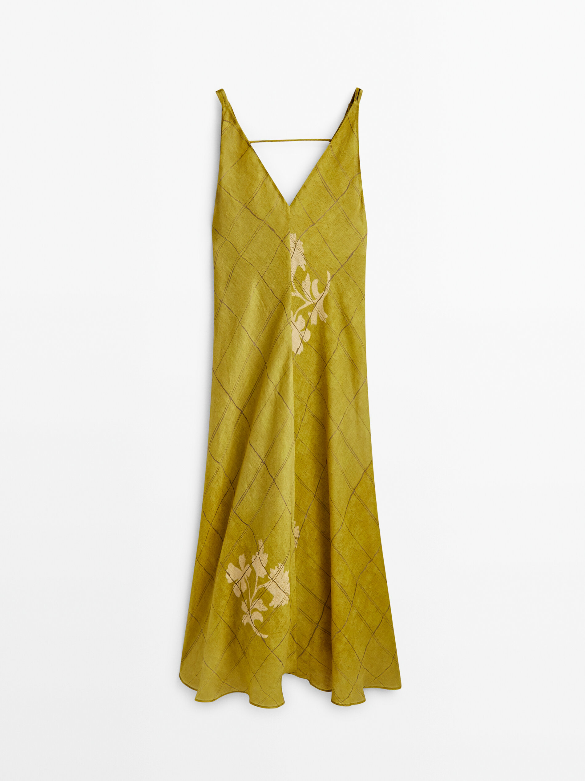 Vestido largo tirantes estampado cuadros - OLIVA