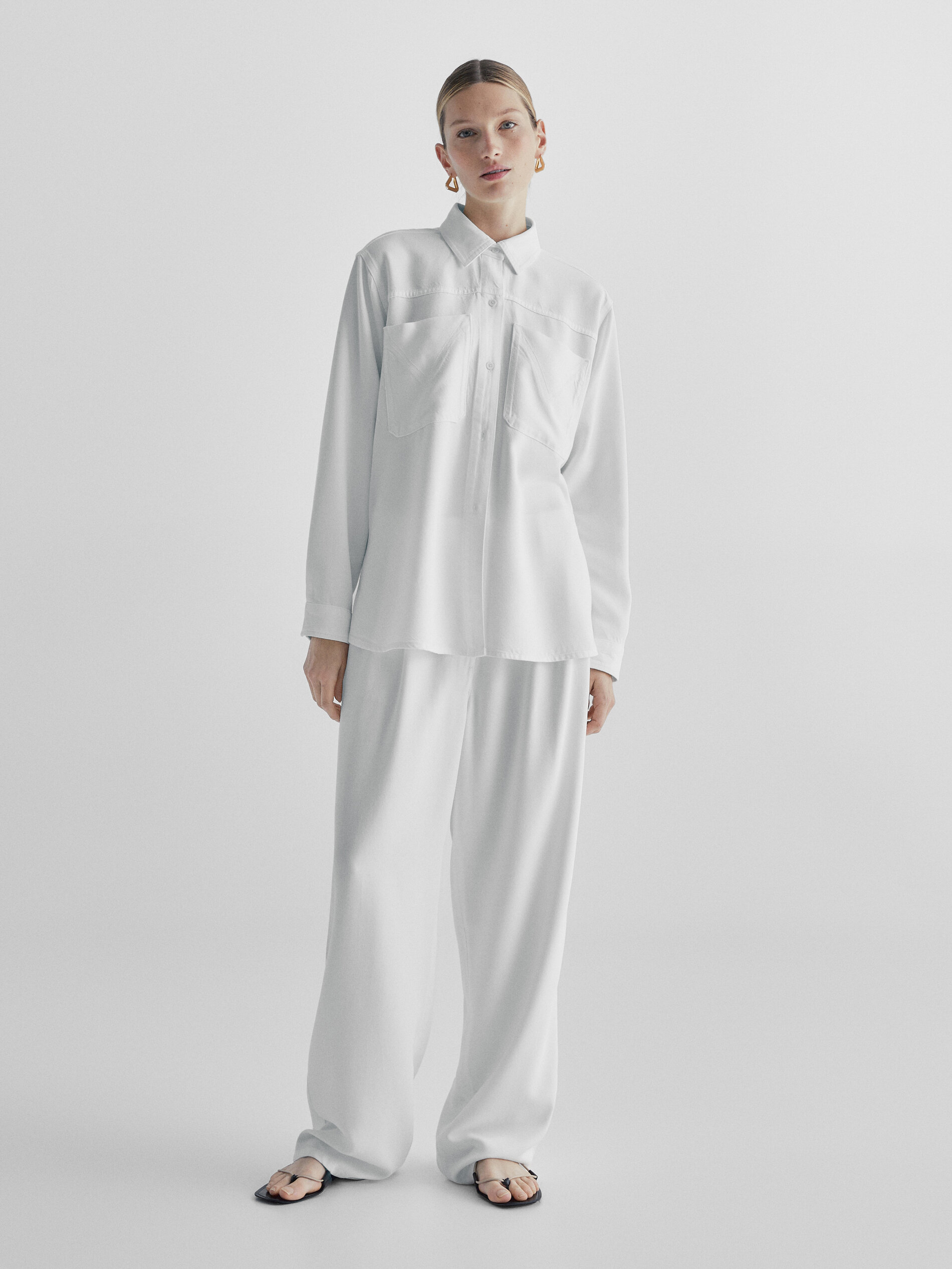 Camisa lyocell bolsillos - CRUDO