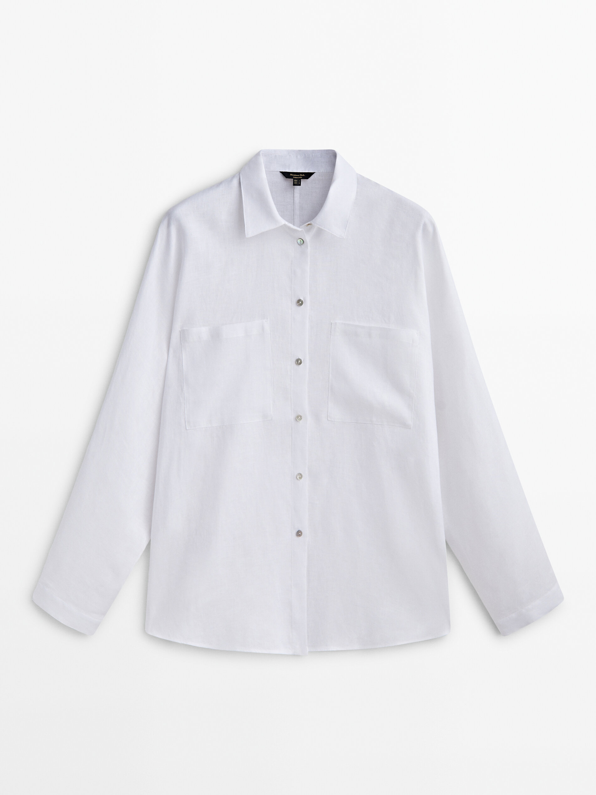 Camisa 100% lino bolsillos - BLANCO