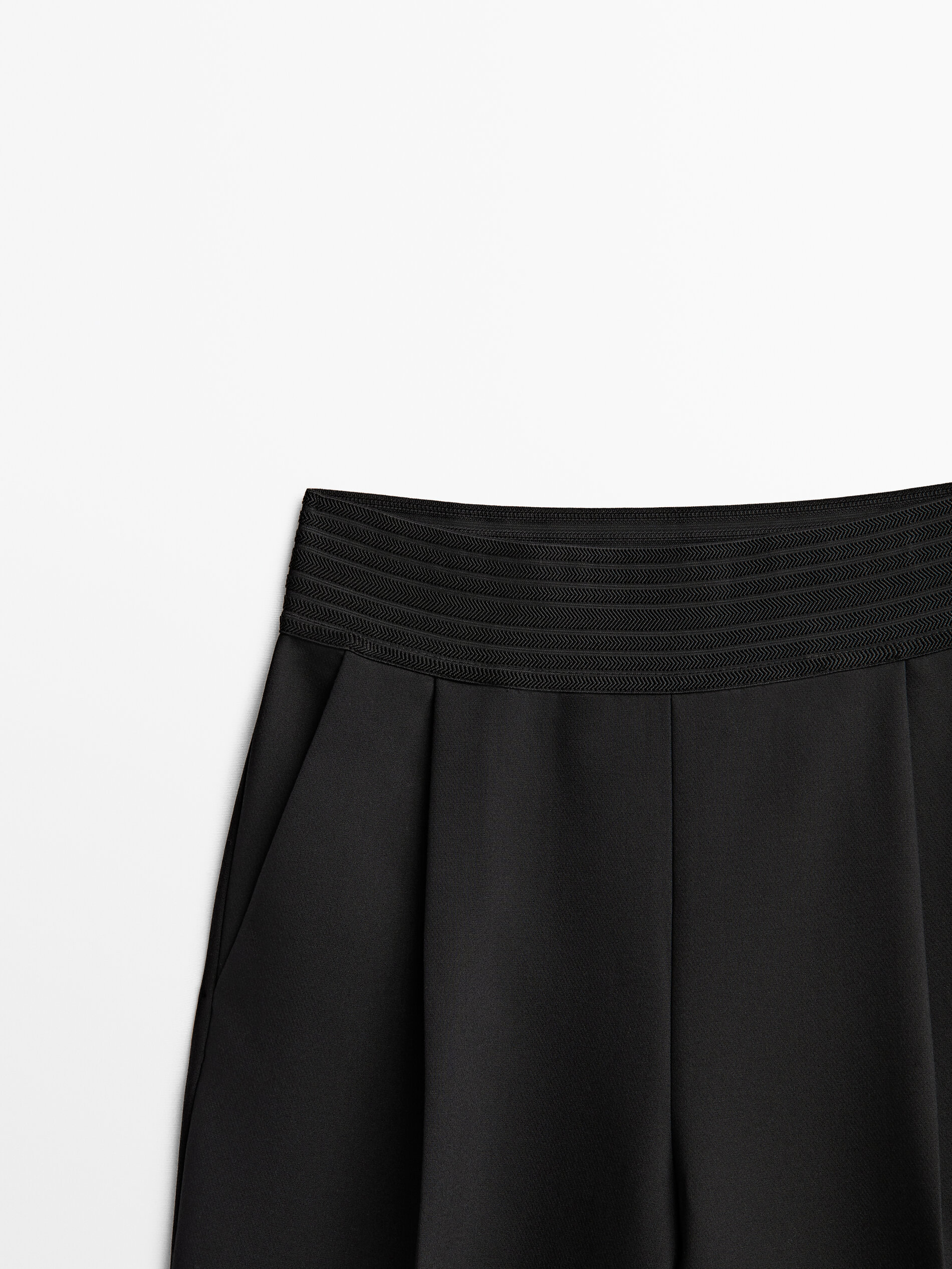 Pantalón cintura elástica corte recto - NEGRO