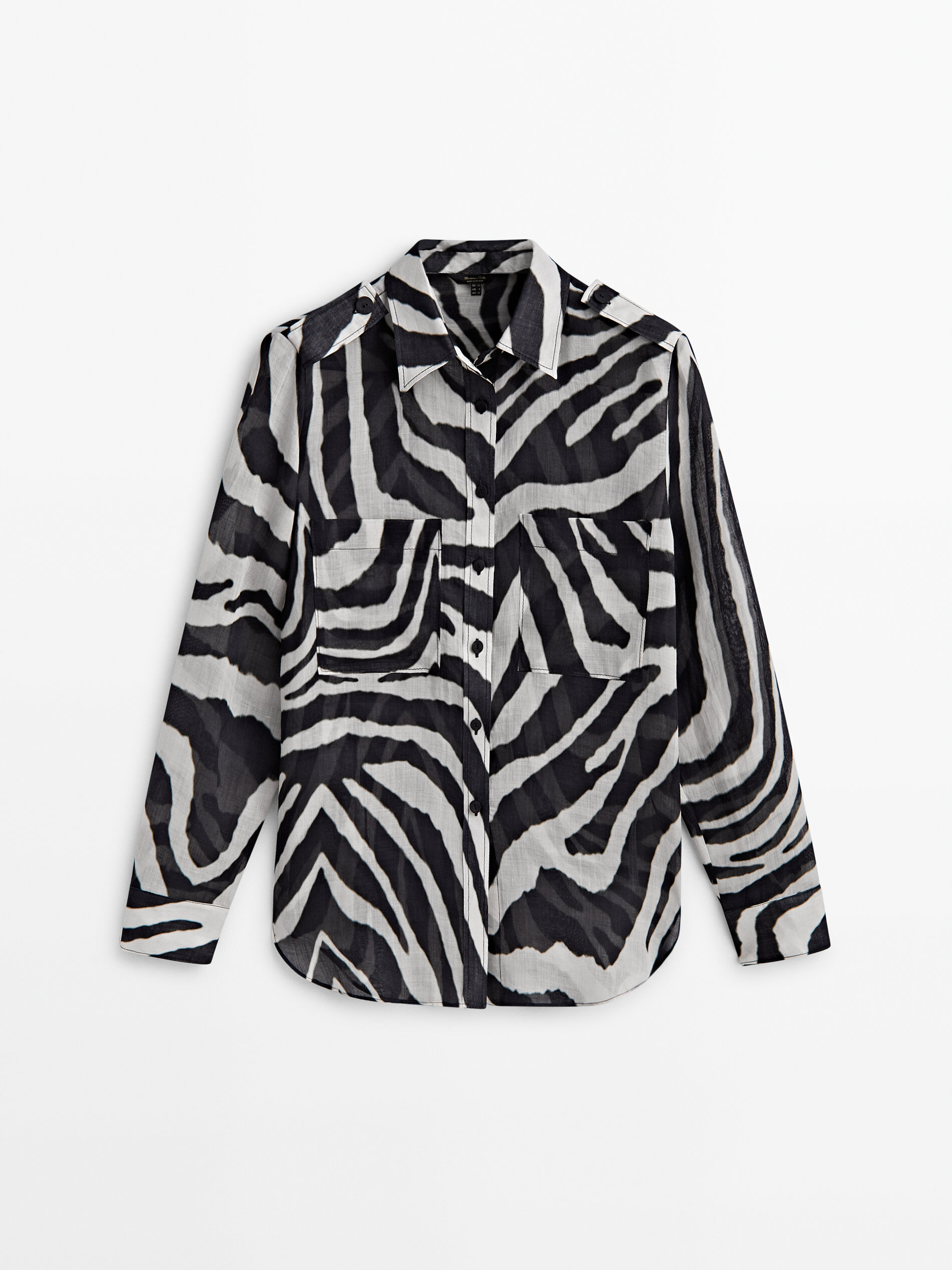 Camisa ramio estampado cebra - NEGRO