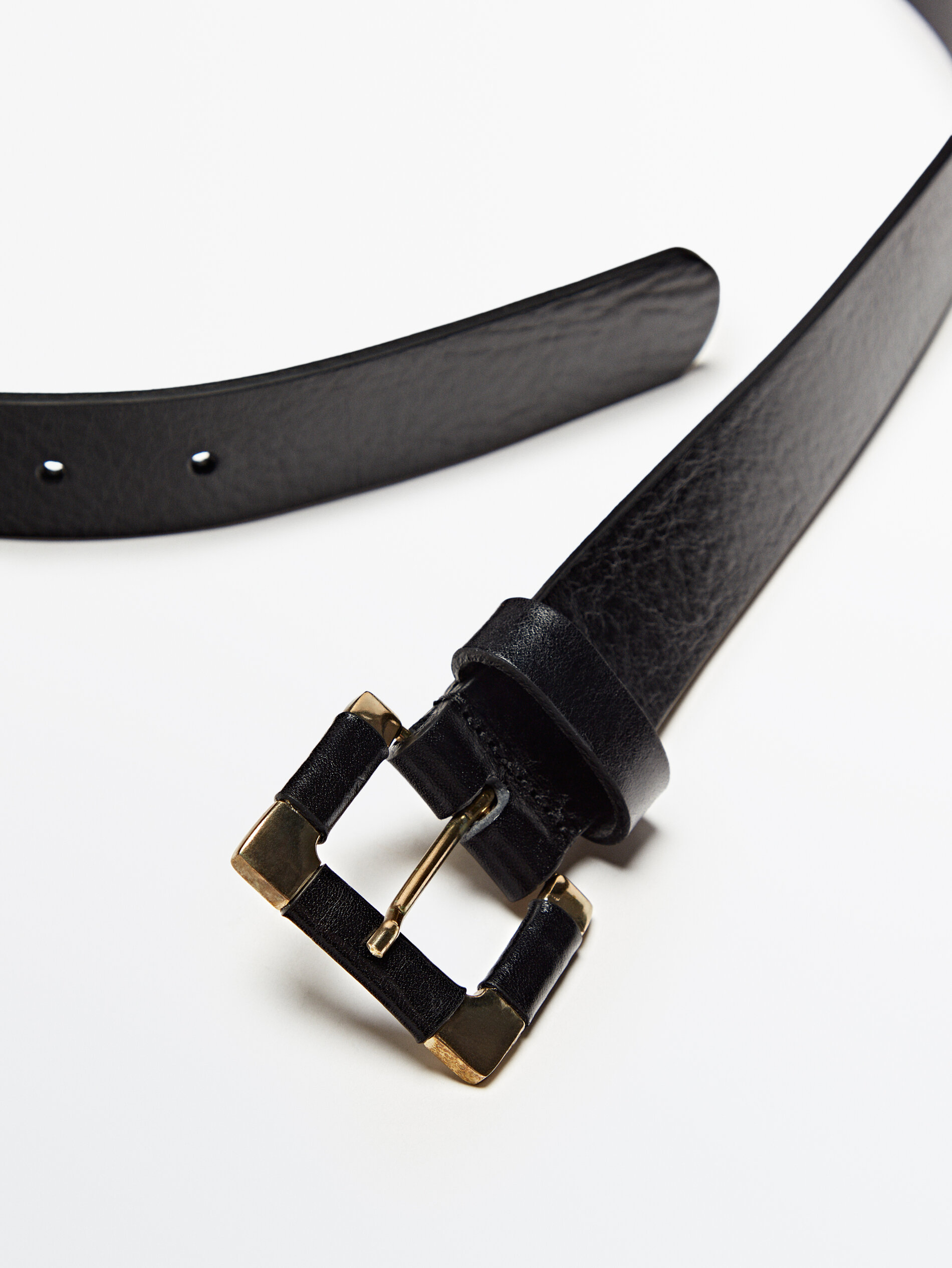 Cinturón piel hebilla forrada - NEGRO