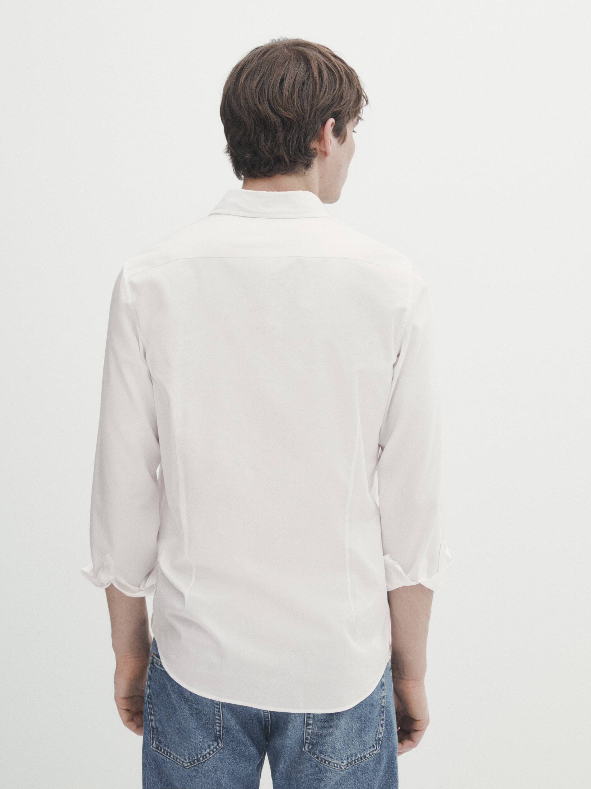 Camisa estructura algodón slim fit - BLANCO