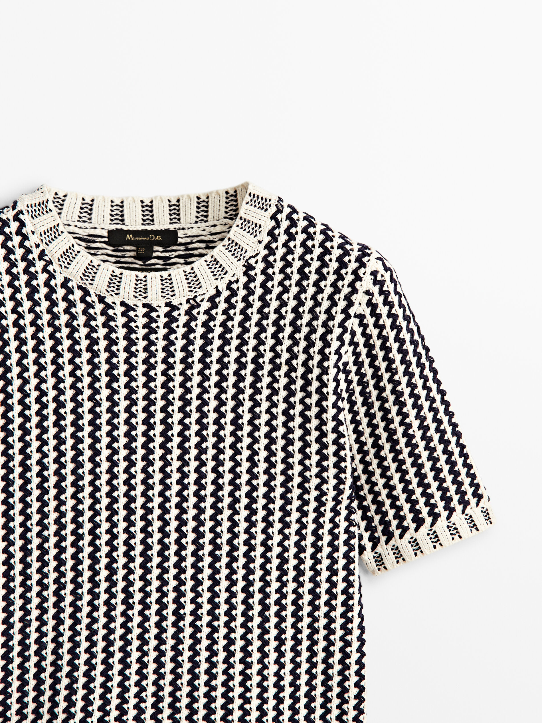 Jersey punto manga corta zigzag - AZUL MARINO