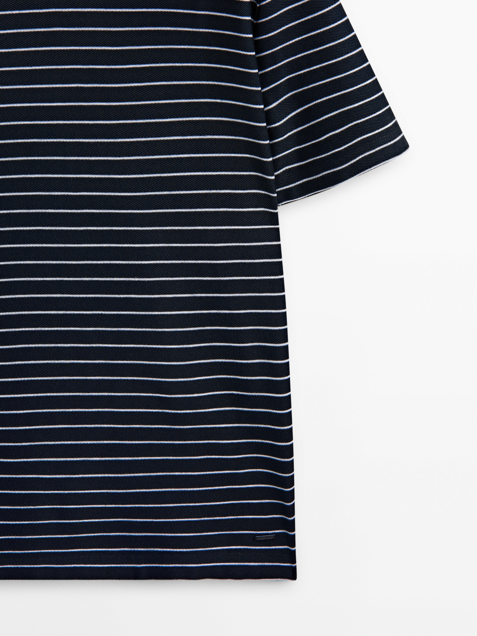 Camiseta rayas manga corta algodón - AZUL MARINO