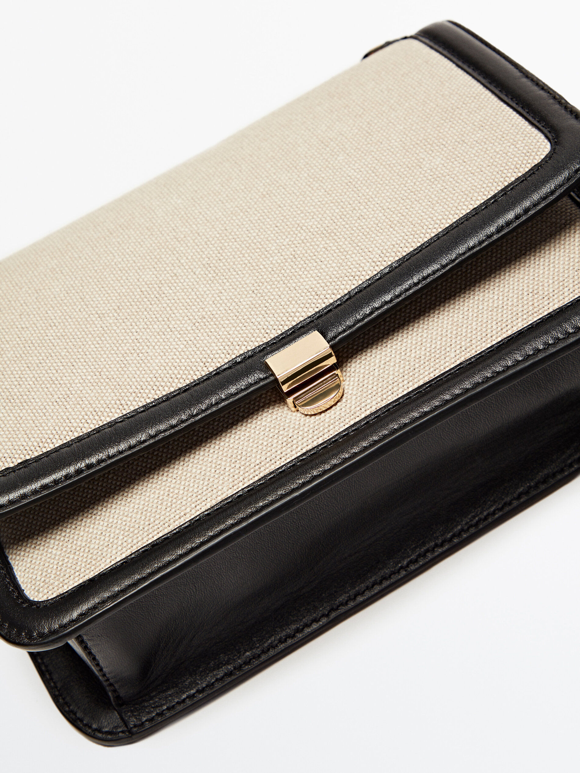 Bolso bandolera canvas combinado piel - BEIGE