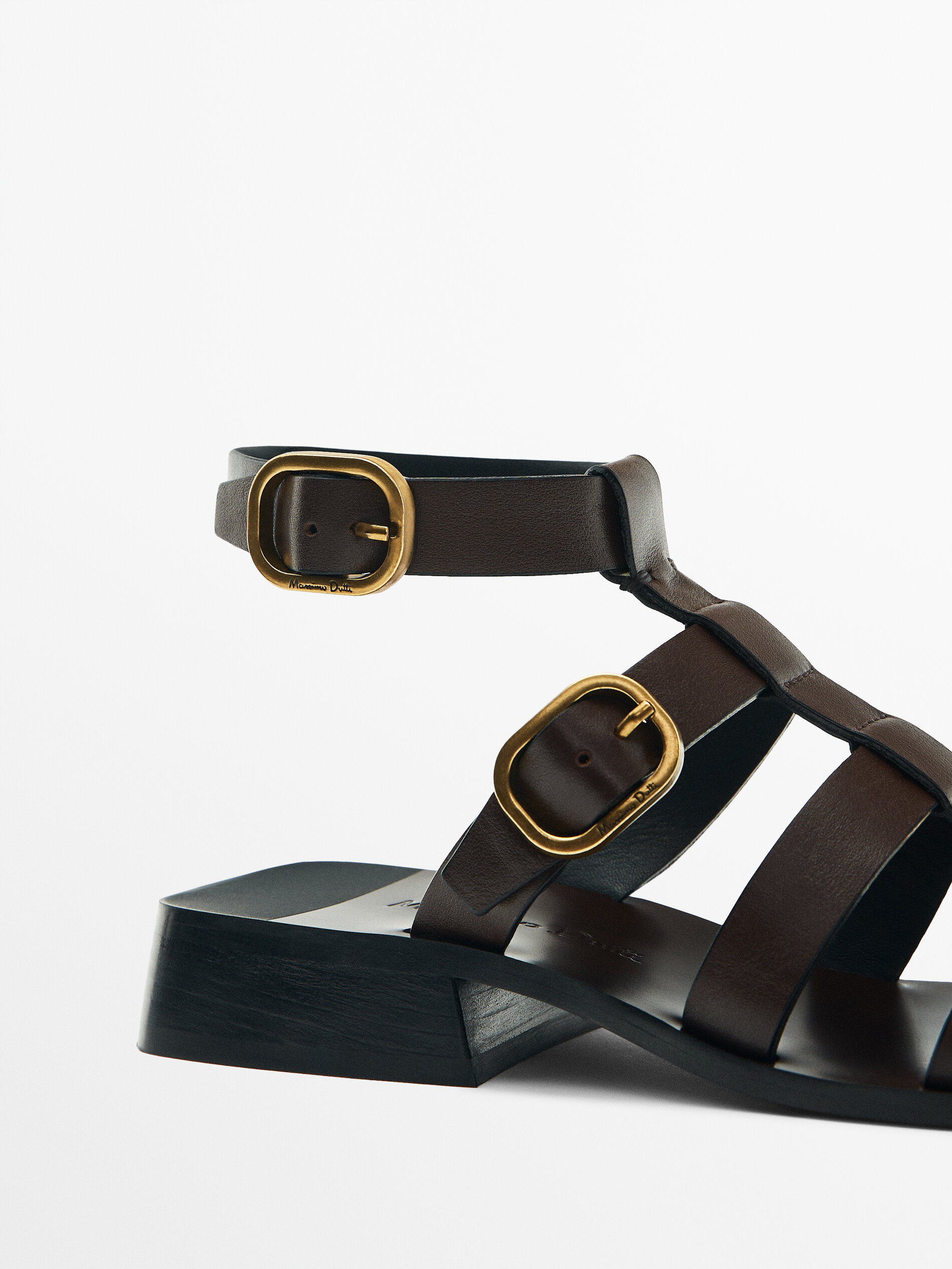 Sandalia tacón bloque - MARRÓN