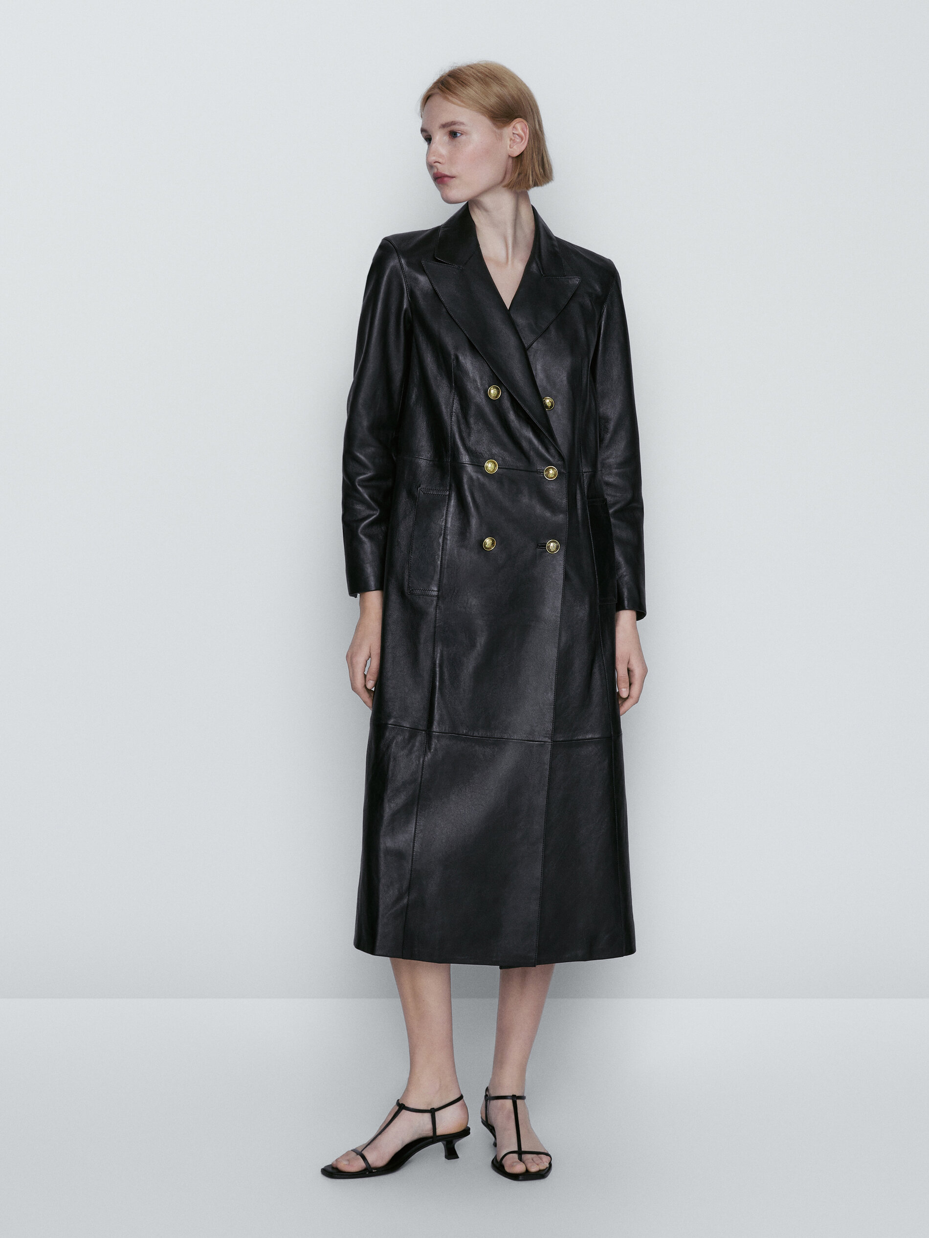 Chaqueta trench napa botones dorados - NEGRO