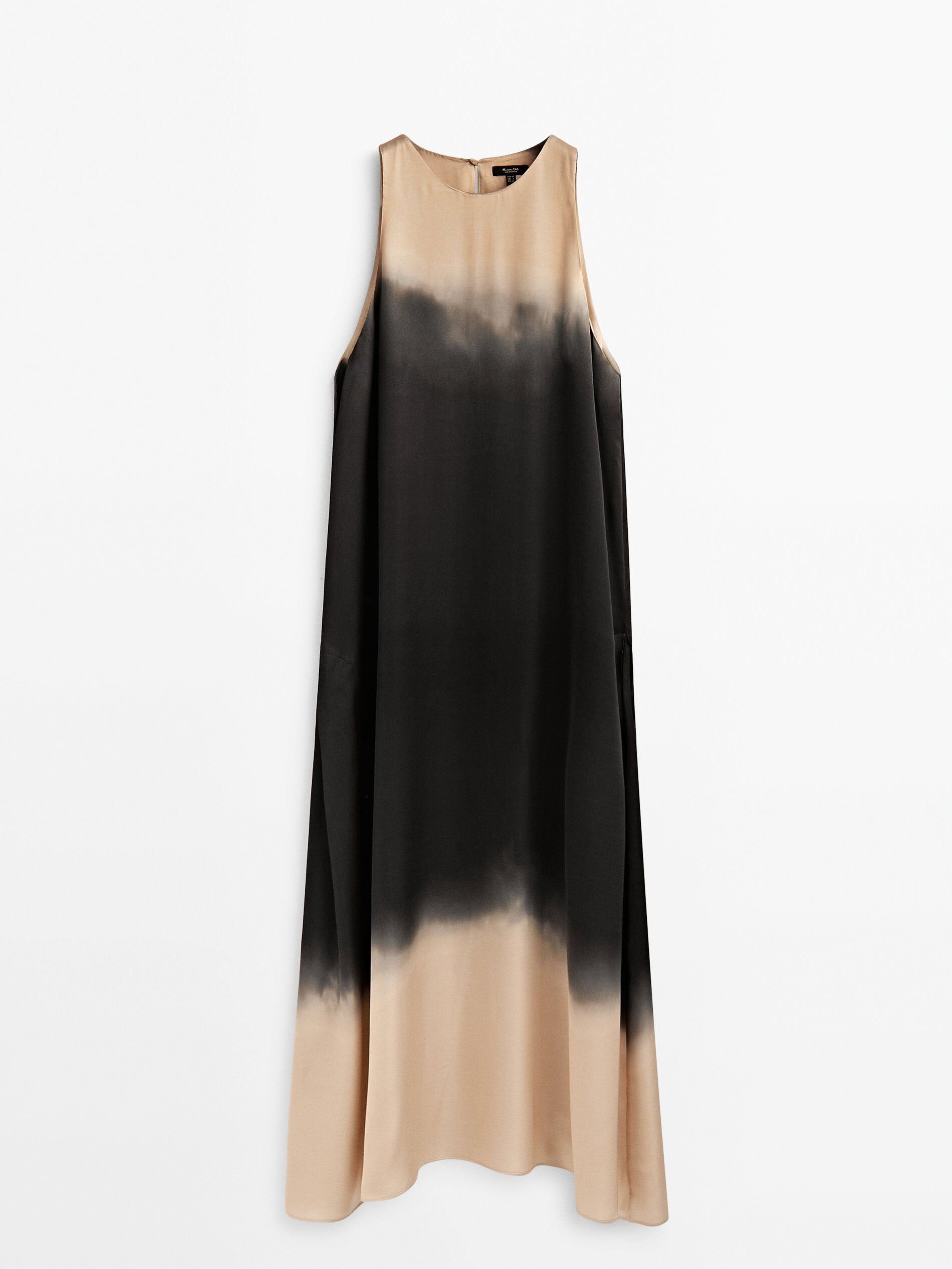 Vestido largo difuminado sin mangas - NEGRO