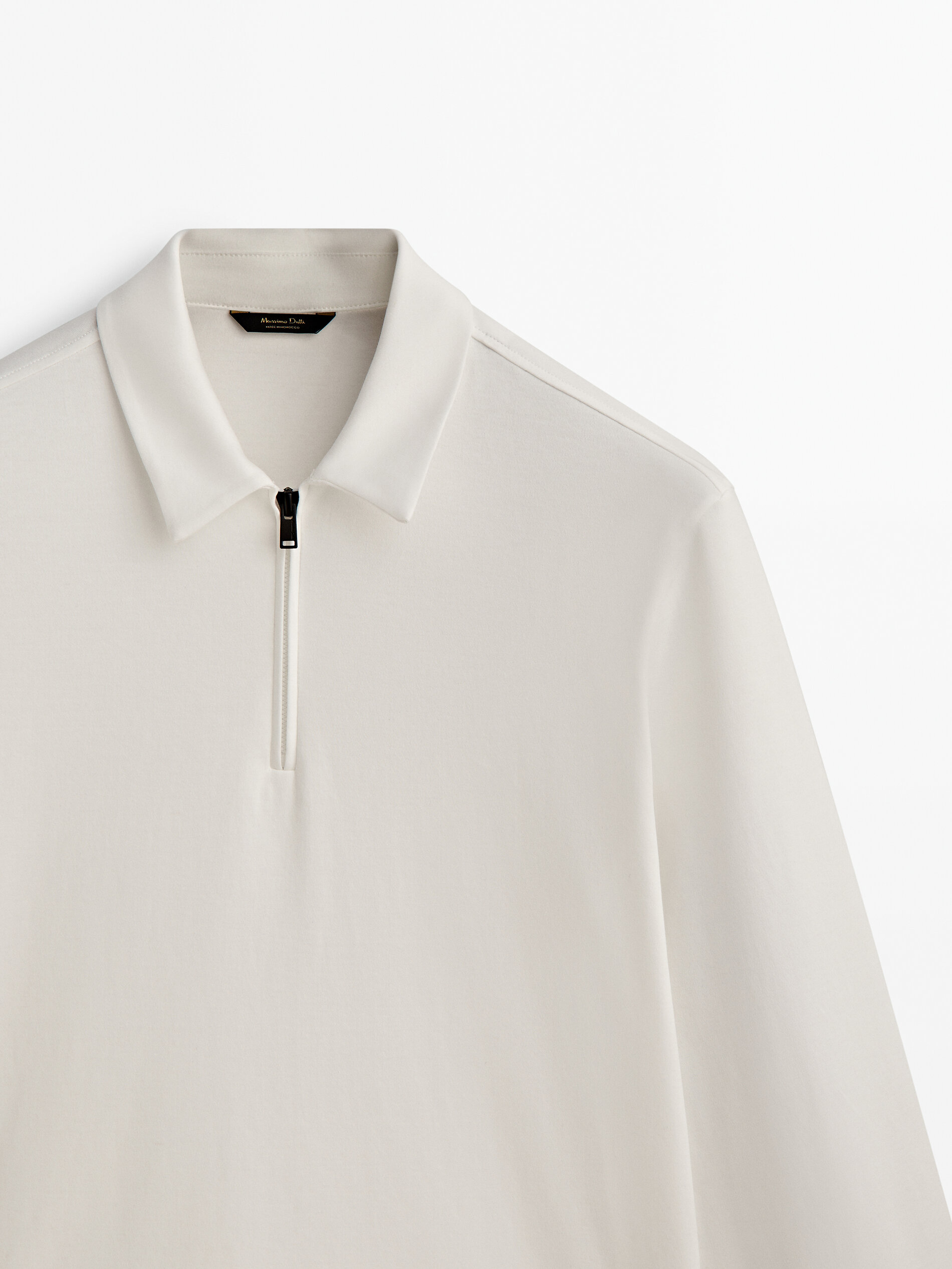 Polo manga larga cuello cremallera - CRUDO