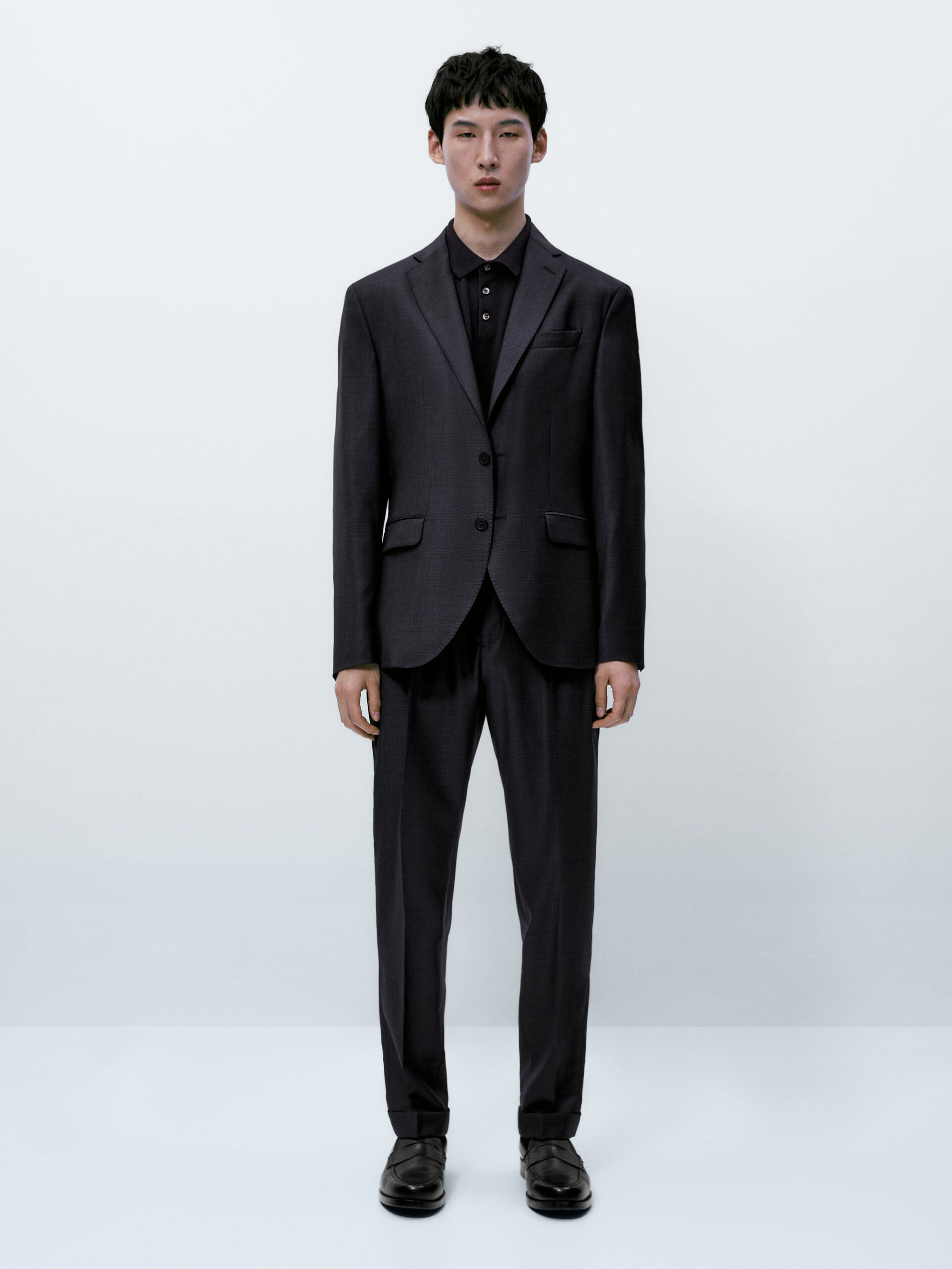 Pantalón traje cuadros azul lana - AZUL MARINO