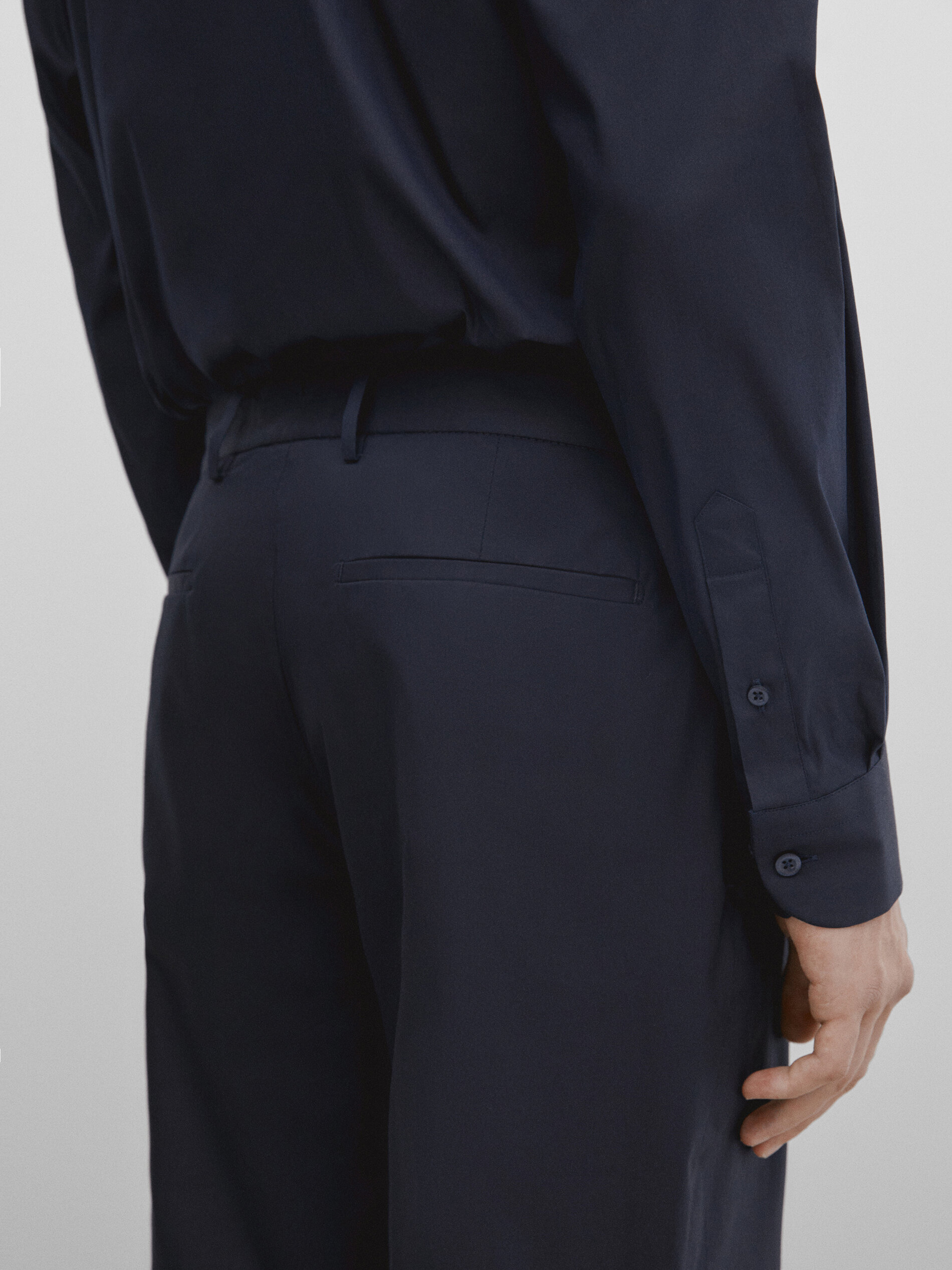 Pantalón traje popelín -Studio - AZUL MARINO