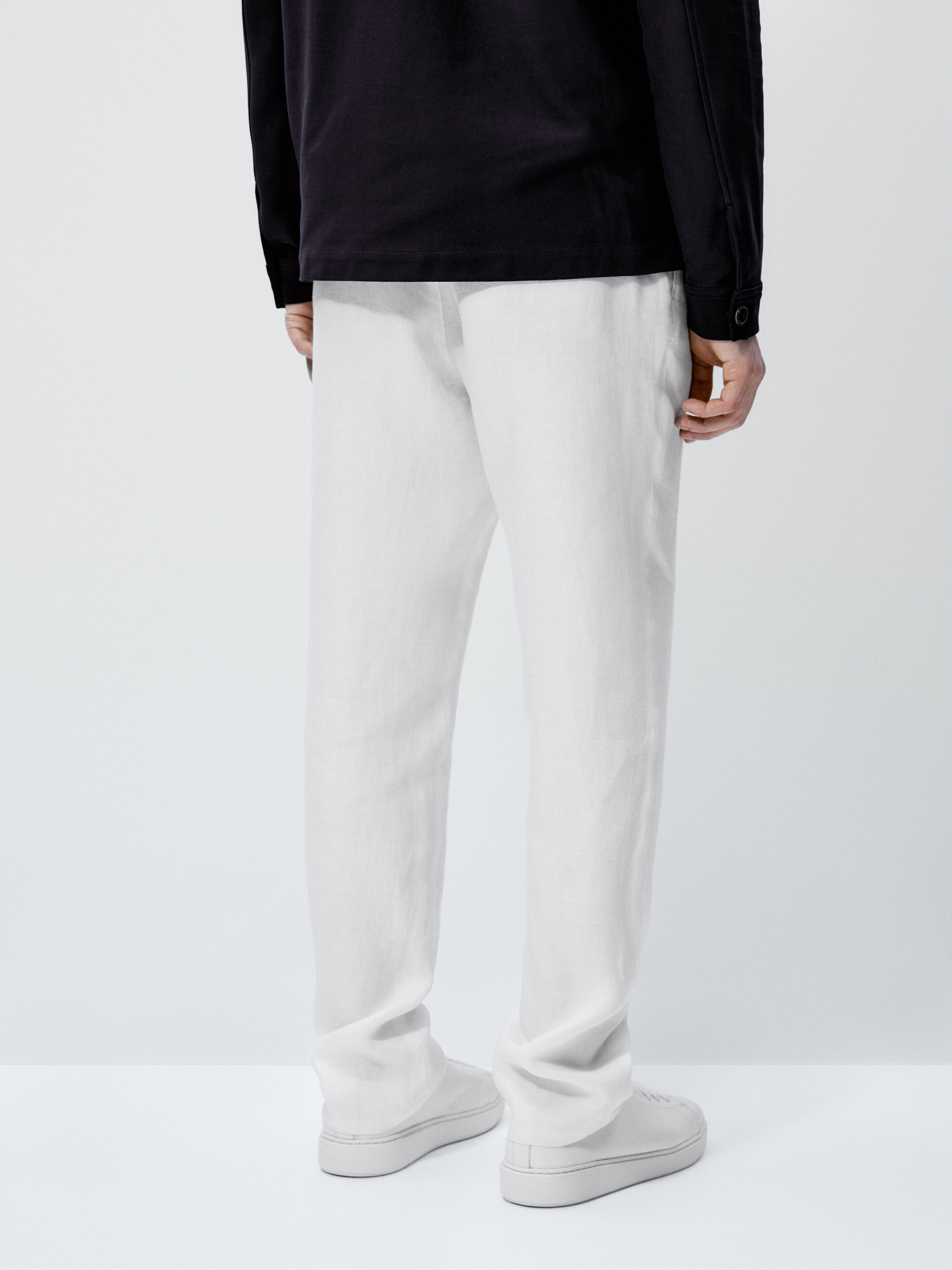 Pantalón 100% lino pinzas - BLANCO