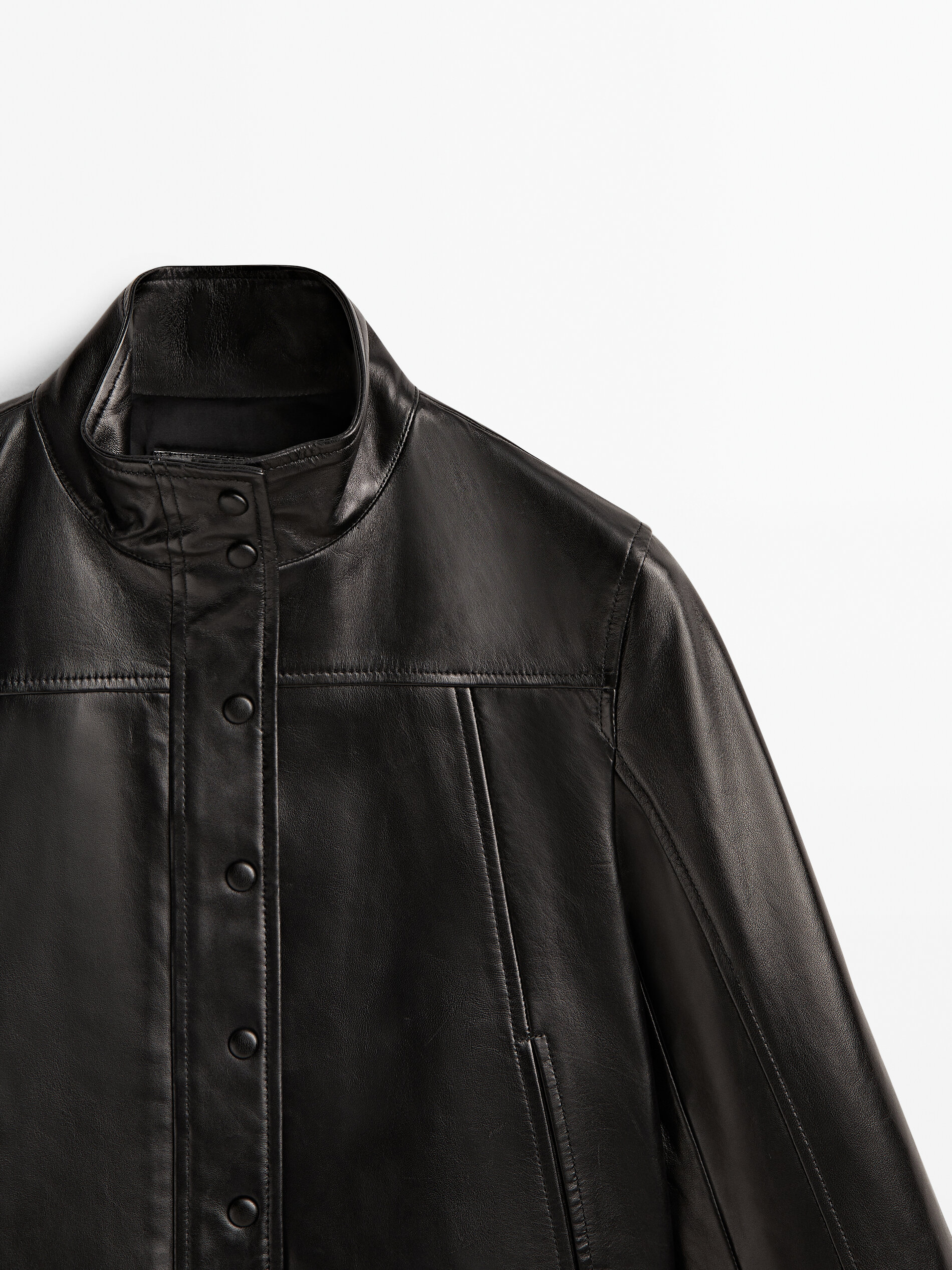 Cazadora piel napa botones - NEGRO