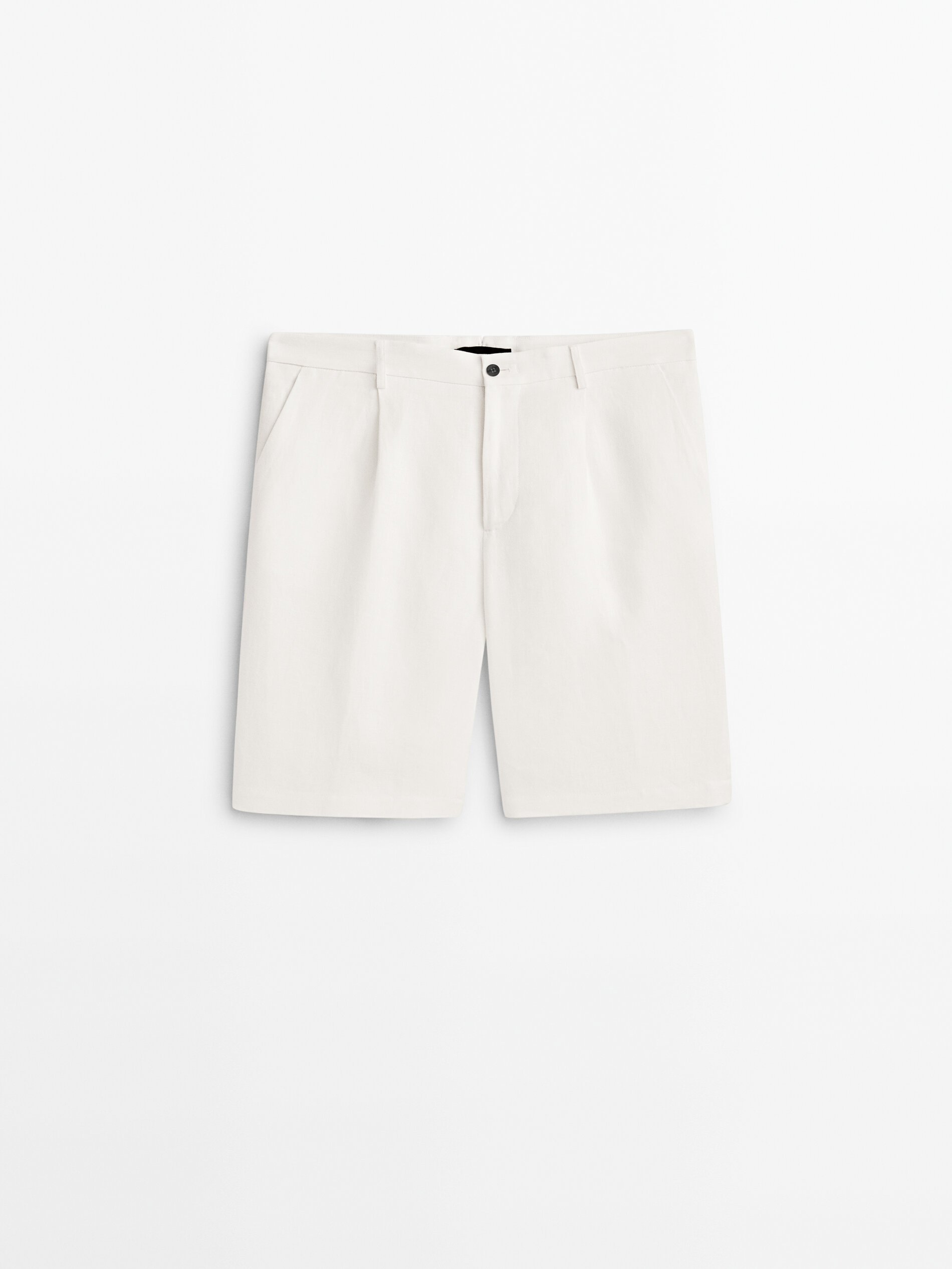 Bermuda pinzas 100% lino -Studio - BLANCO