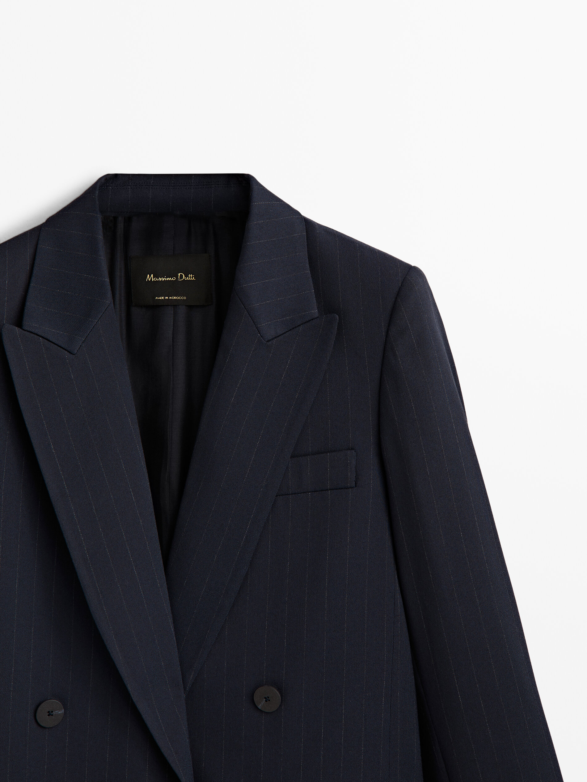 Americana traje raya diplomática falso cruce - AZUL MARINO