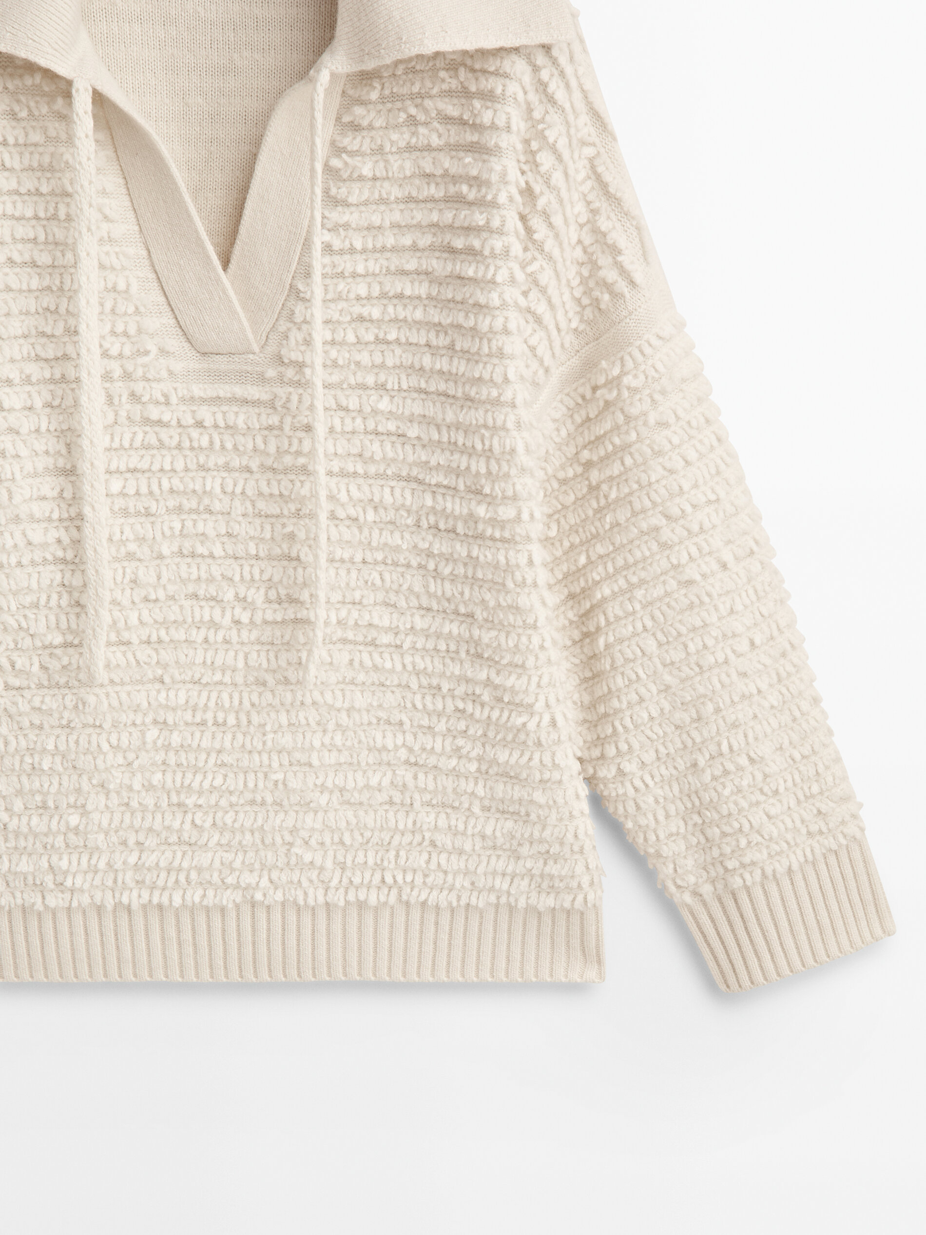 Jersey cuello polo punto boucle - BEIGE