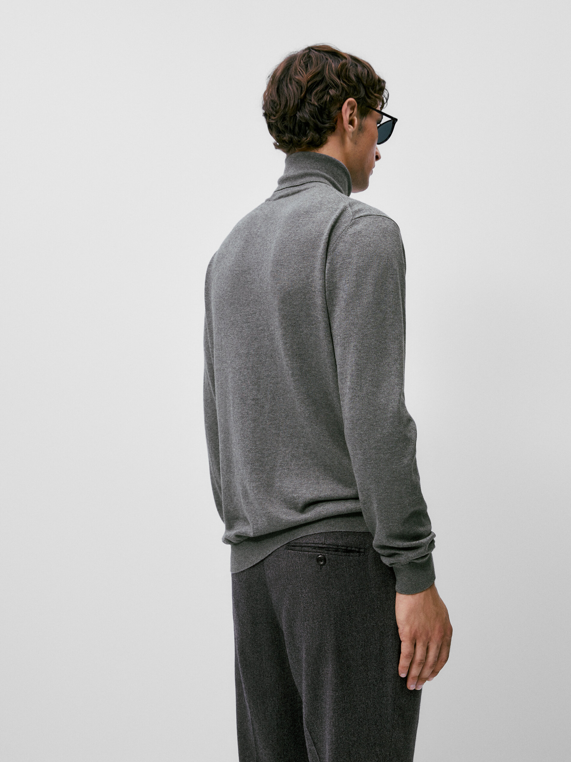 Jersey cuello alto algodón cashmere seda - GRIS ANTRACITA