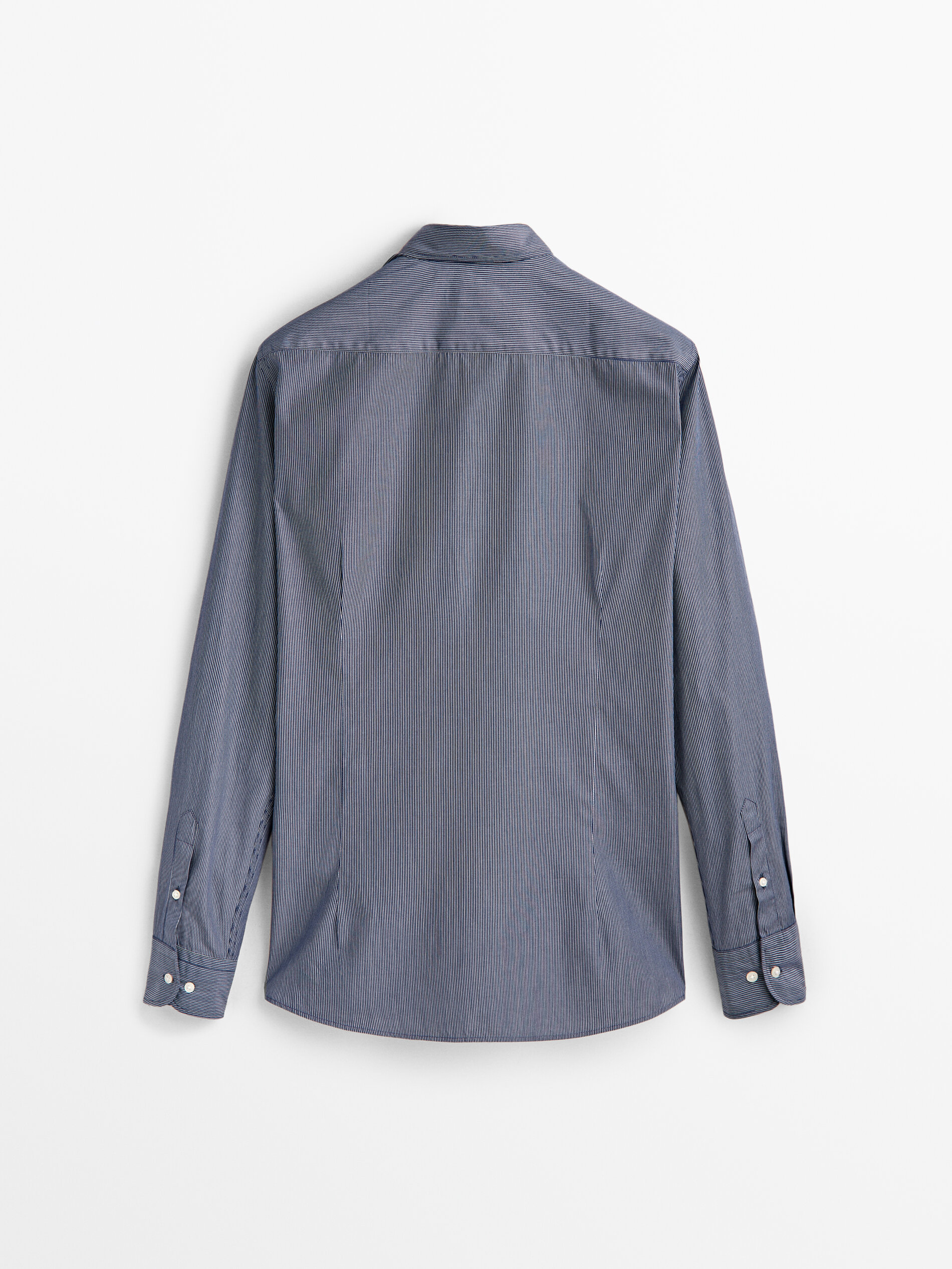 Camisa popelín algodón rayas slim fit - AZUL MARINO