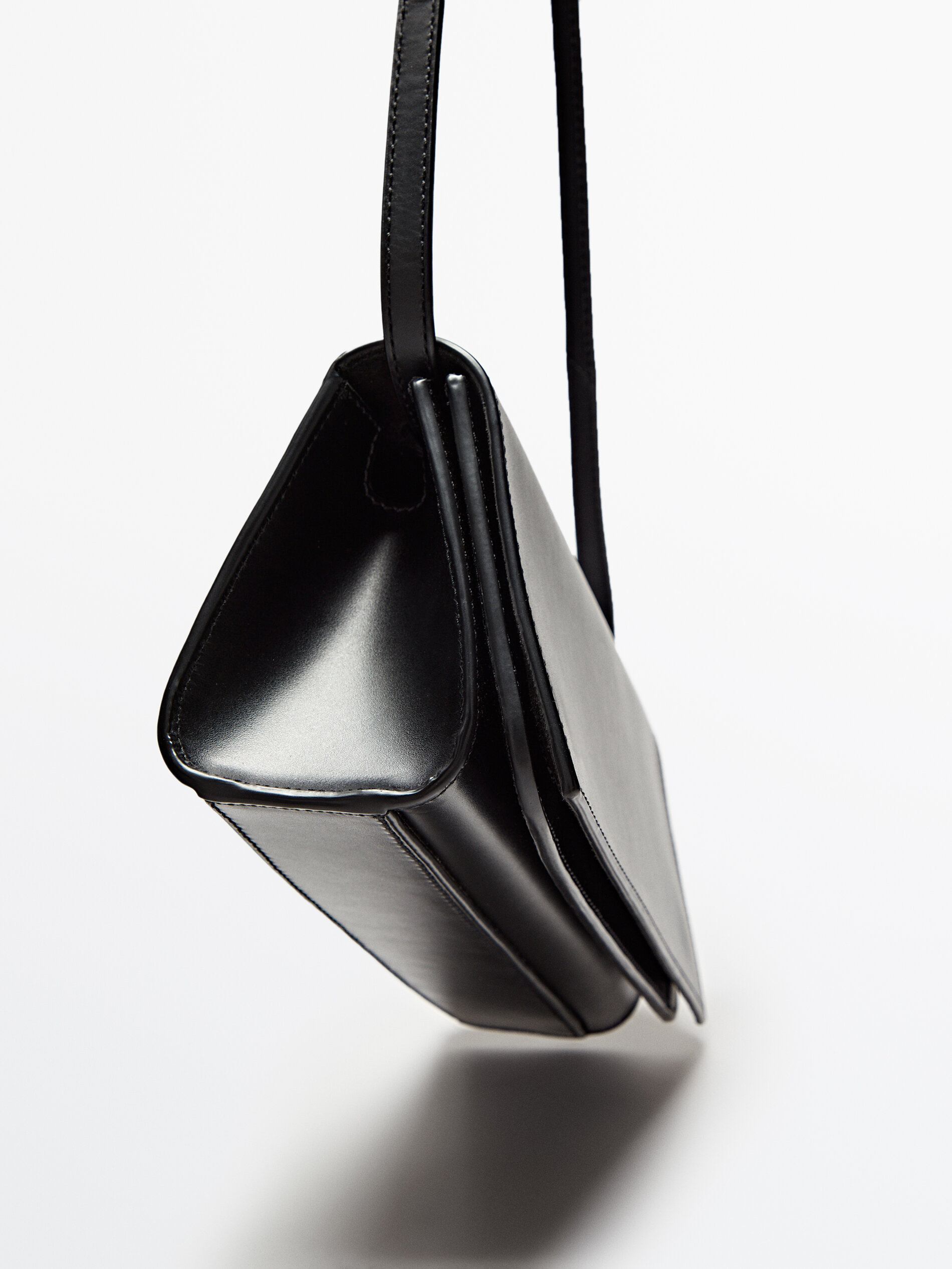 Bolso piel rectangular asa multiposición - NEGRO