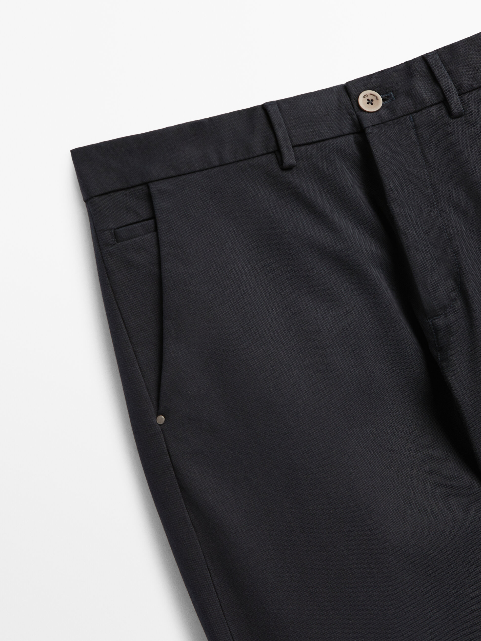 Pantalón chino micro estructura tapered fit - AZUL MARINO