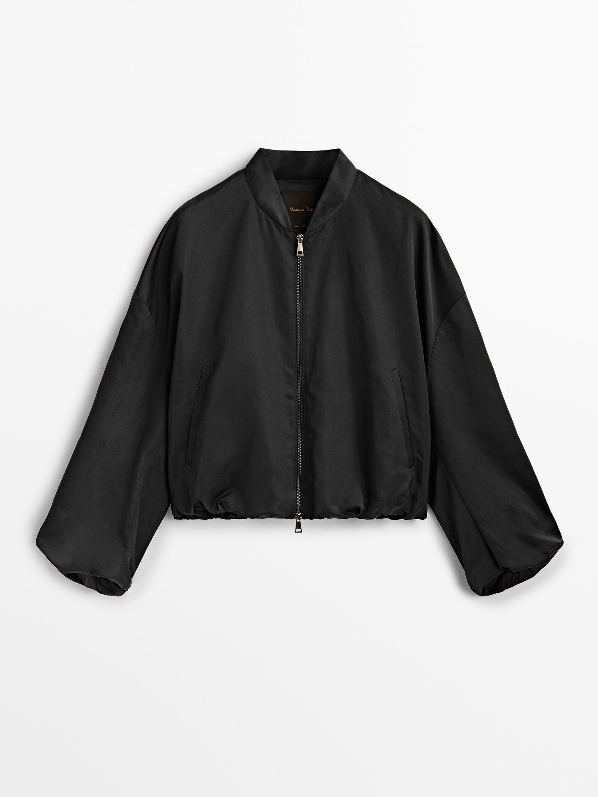 Chaqueta bomber manga volumen - NEGRO