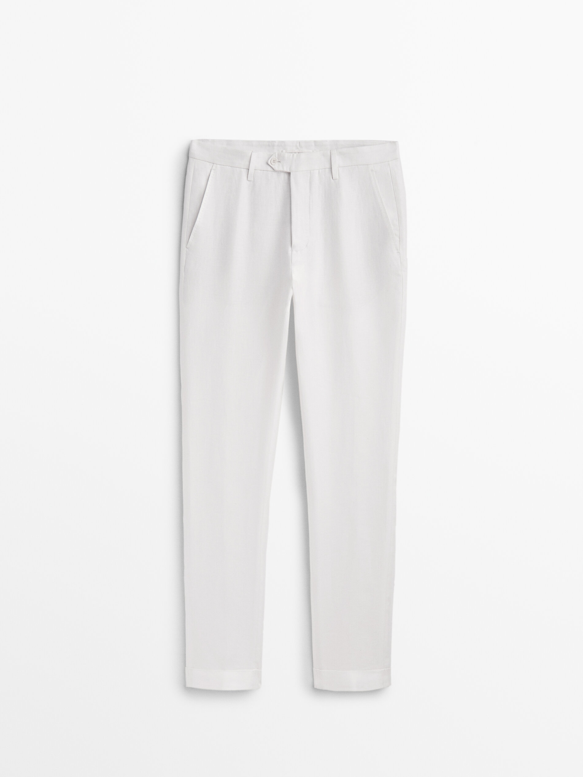 Pantalón traje 100% lino - BLANCO