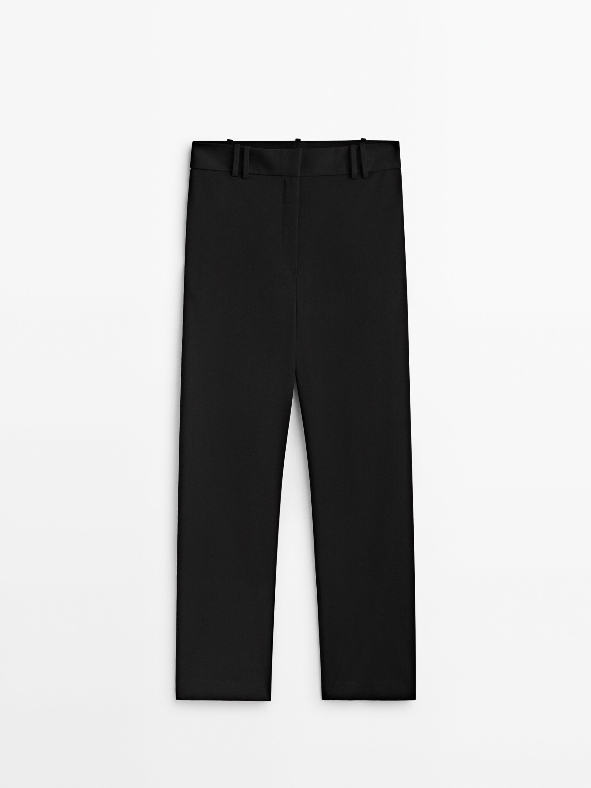 Pantalón cropped doble trabilla - NEGRO