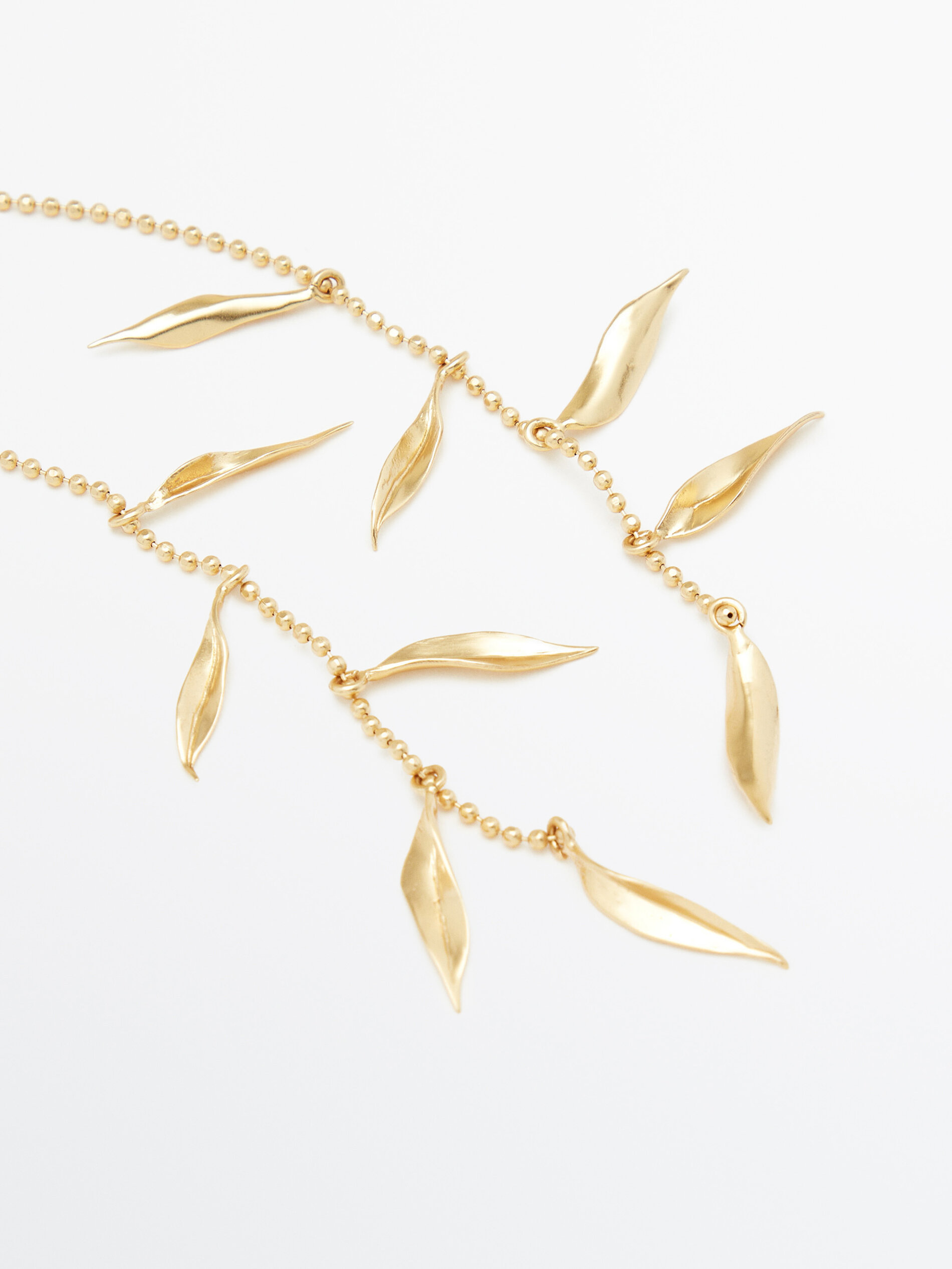 Collar largo doble con ramas baño oro - DORADO