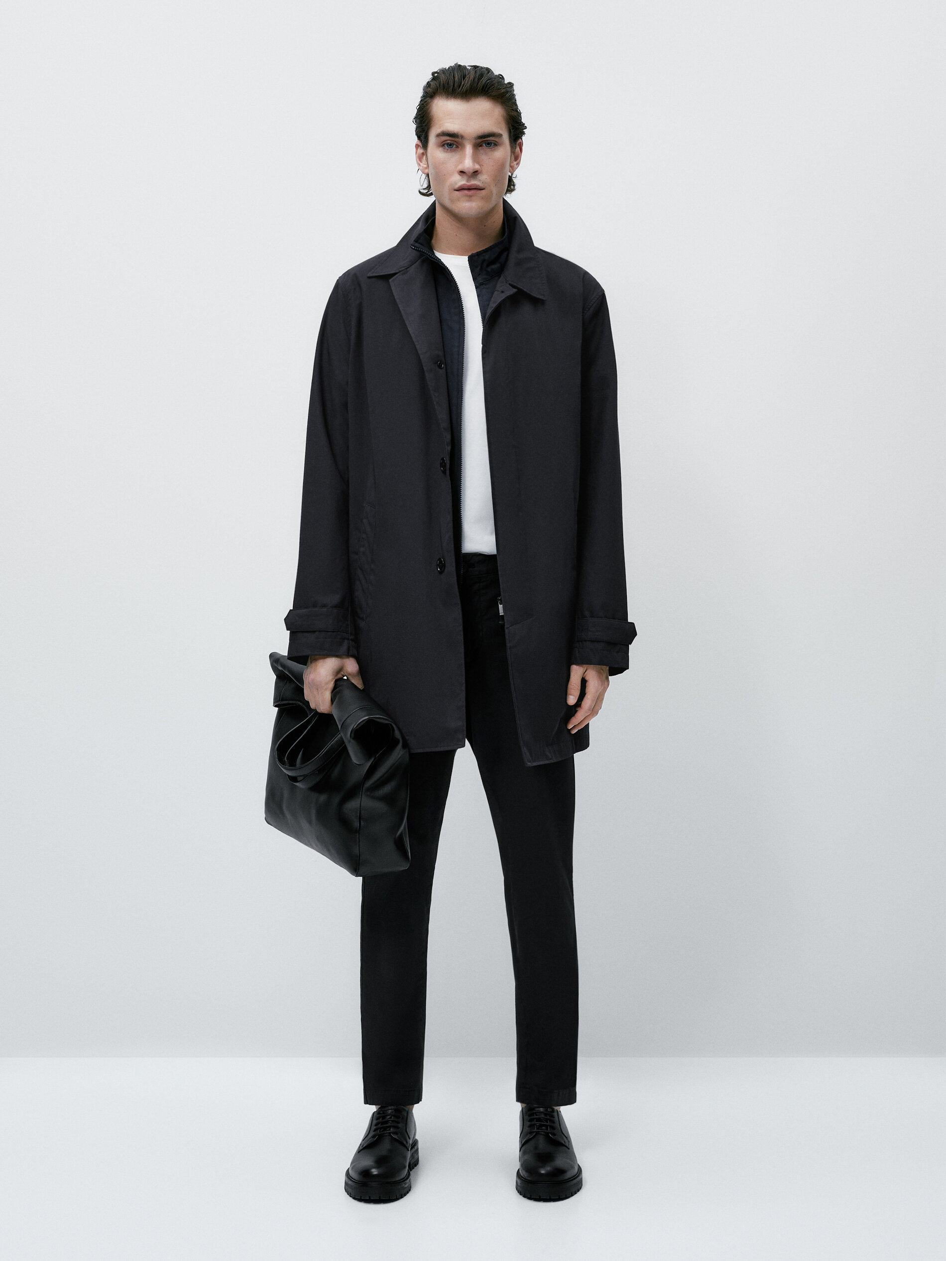 Pantalón chino mezcla algodón tapered fit - AZUL MARINO