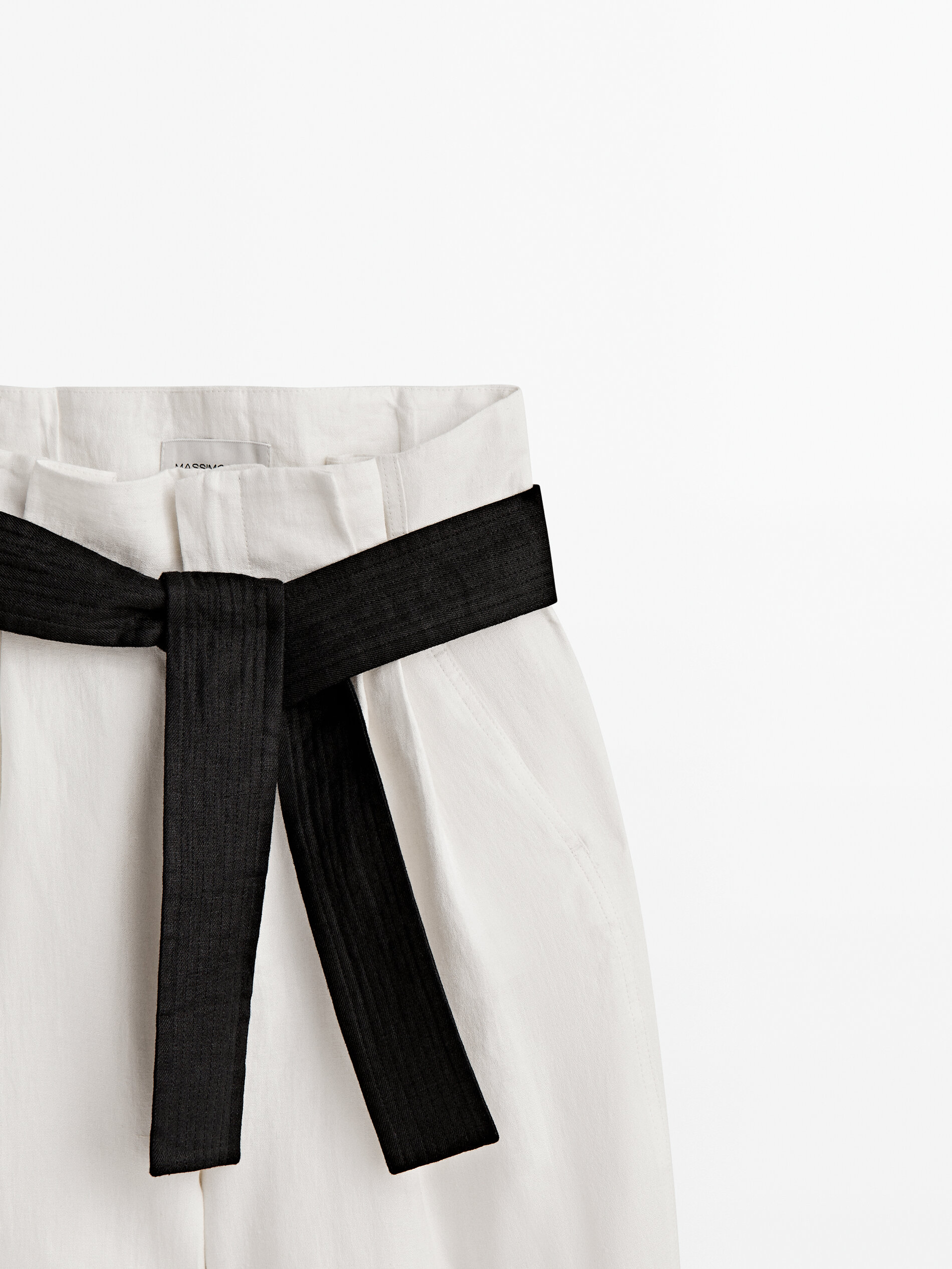 Pantalón paper bag lino Limited edition - BLANCO