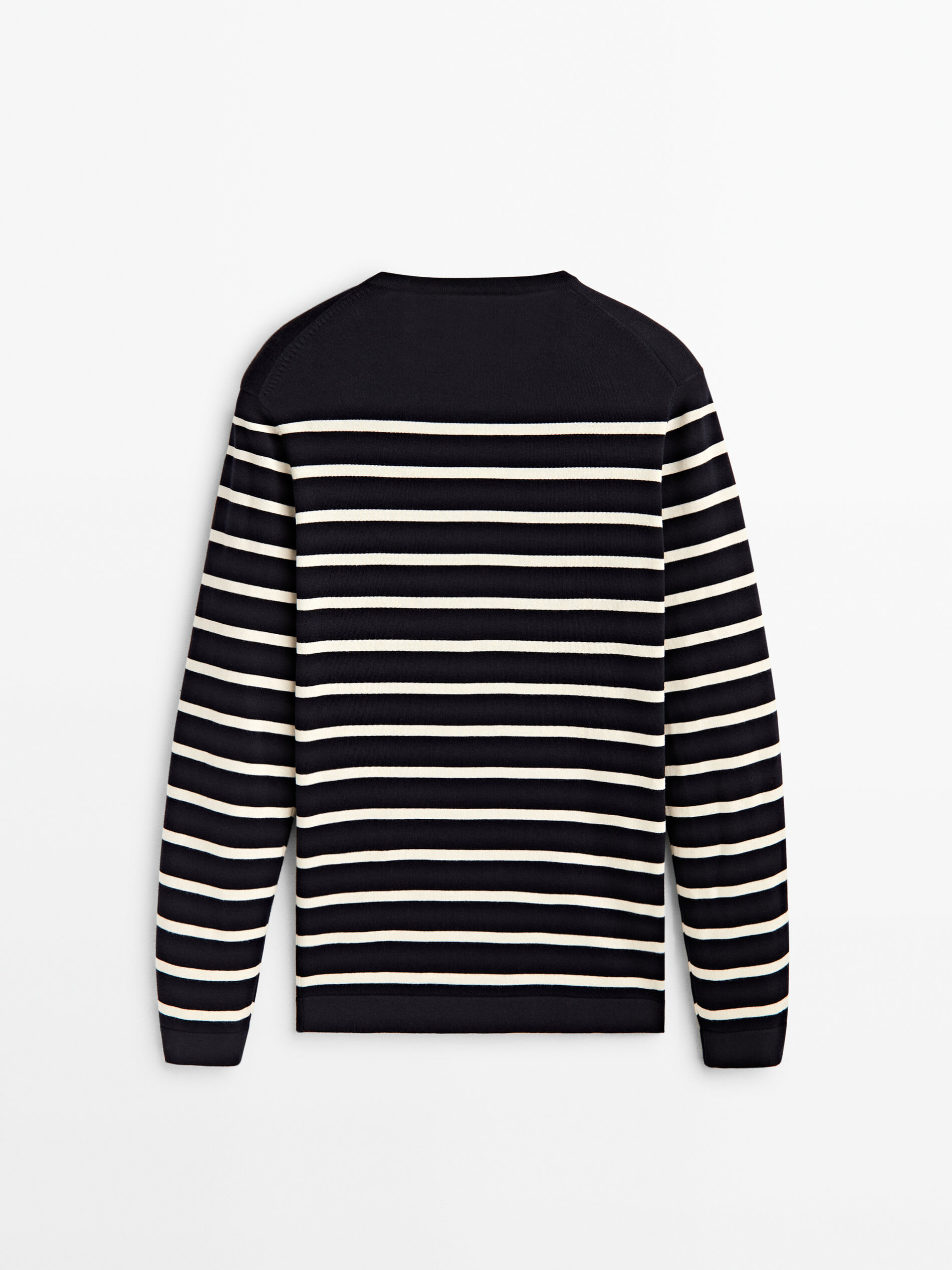 Jersey de punto rayas algodón extrafino - AZUL MARINO