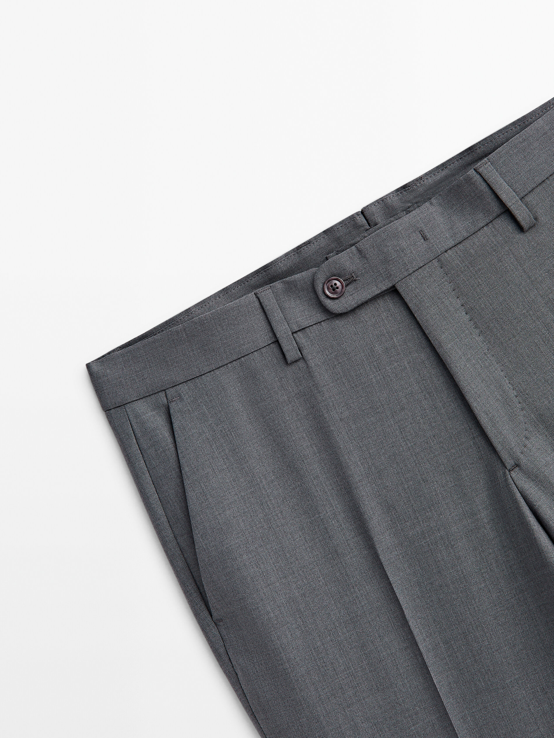 Pantalón traje fil a fil gris lana - GRIS