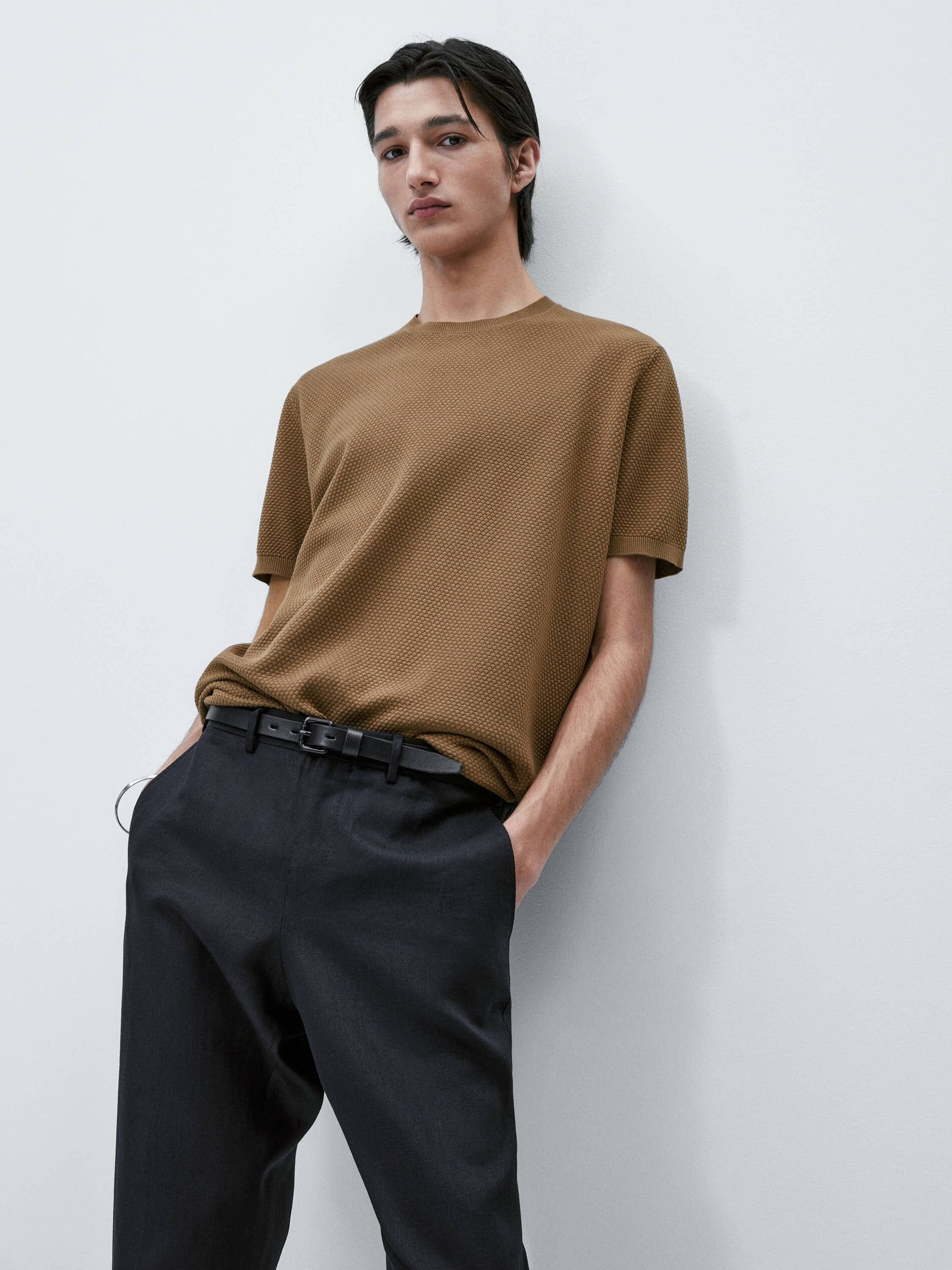 Jersey punto estructura manga corta - Rojo vino