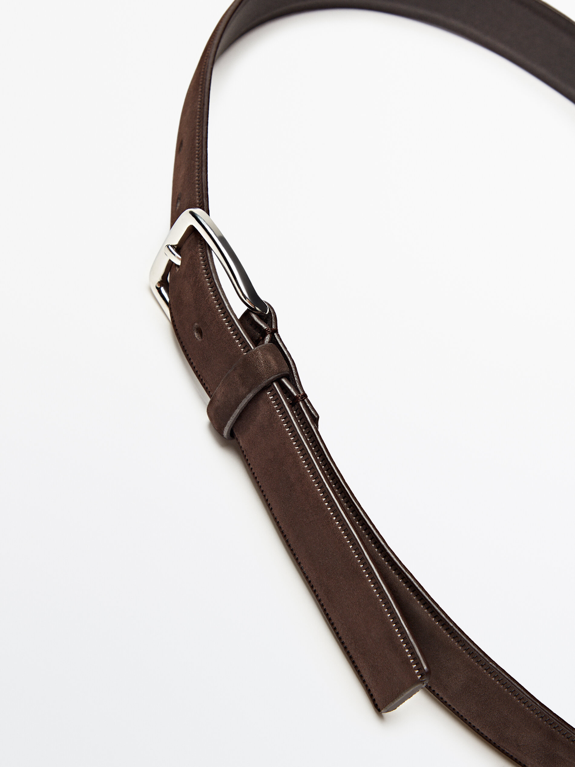 Cinturón piel nobuck - MARRÓN