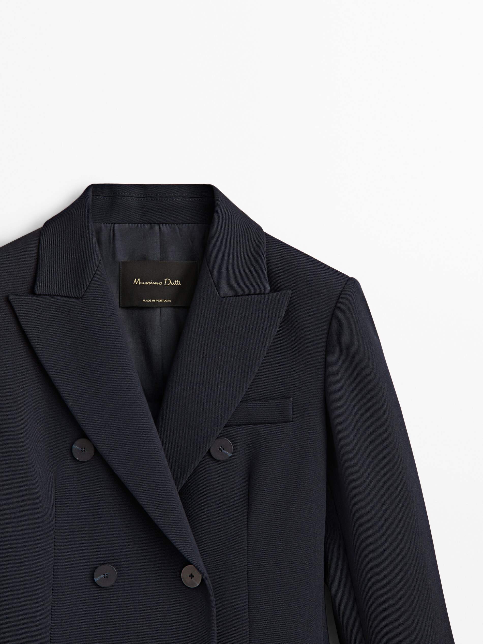 Americana cruzada azul marino lana - AZUL PROFUNDO