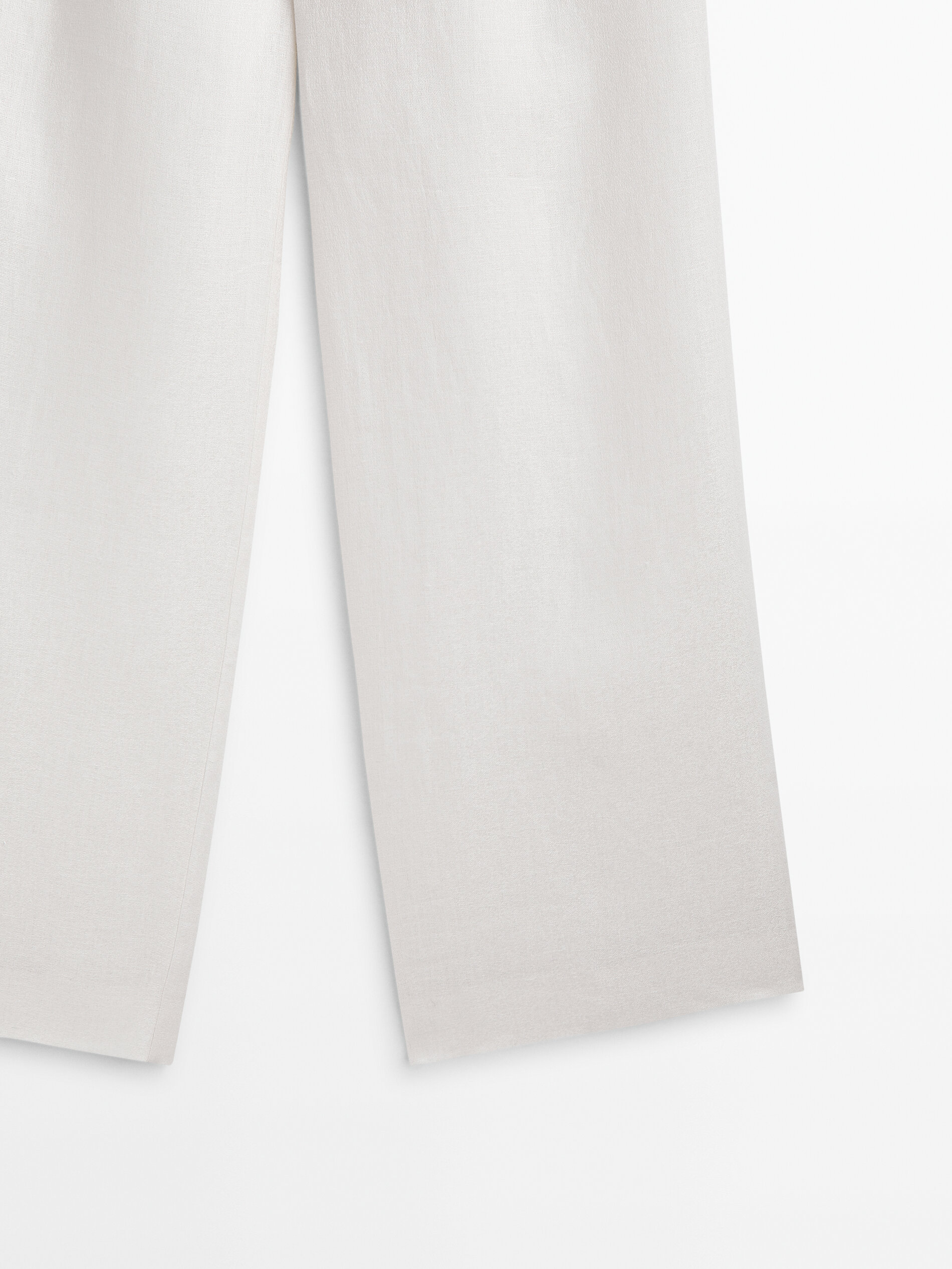 Pantalón pinzas lino jacquard -Studio - BLANCO