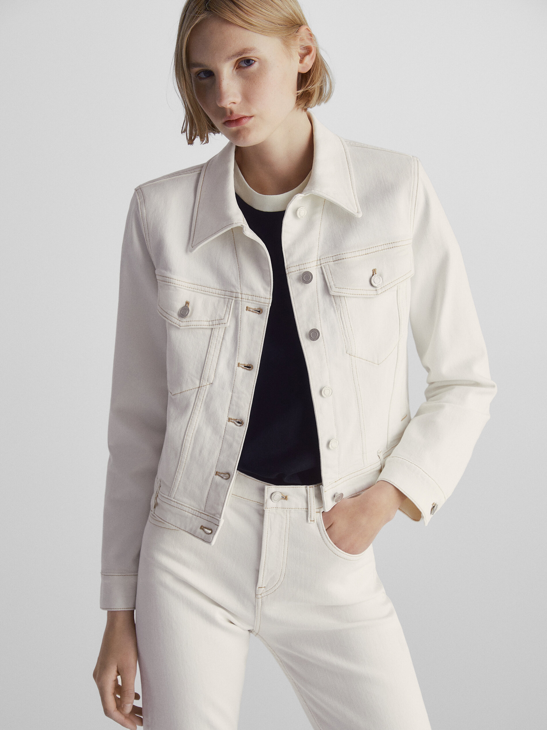 Cazadora vaquera pespuntes - CRUDO